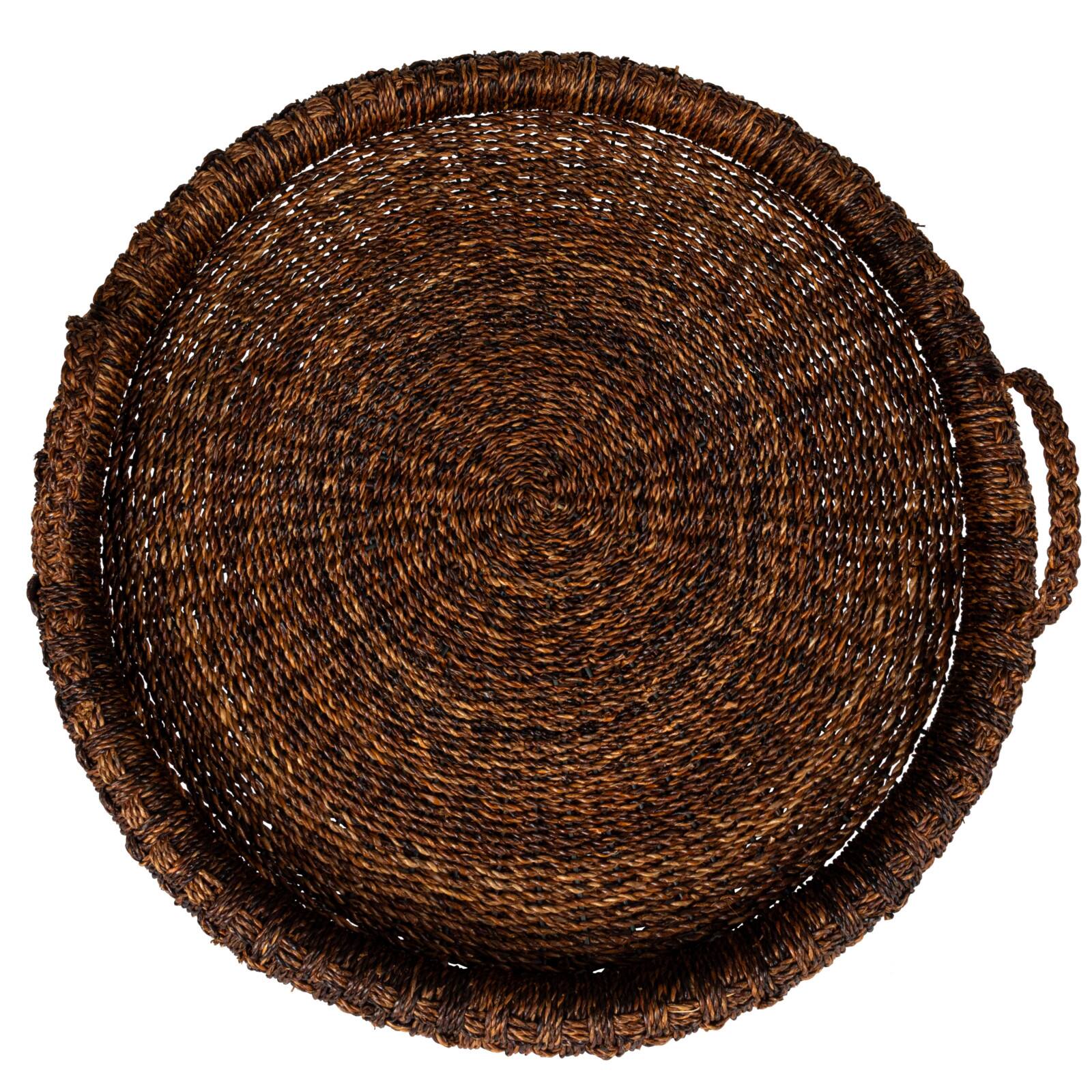 Hello Honey® 29" Dark Brown Artisanal Bankuan Braided Tray with Handles