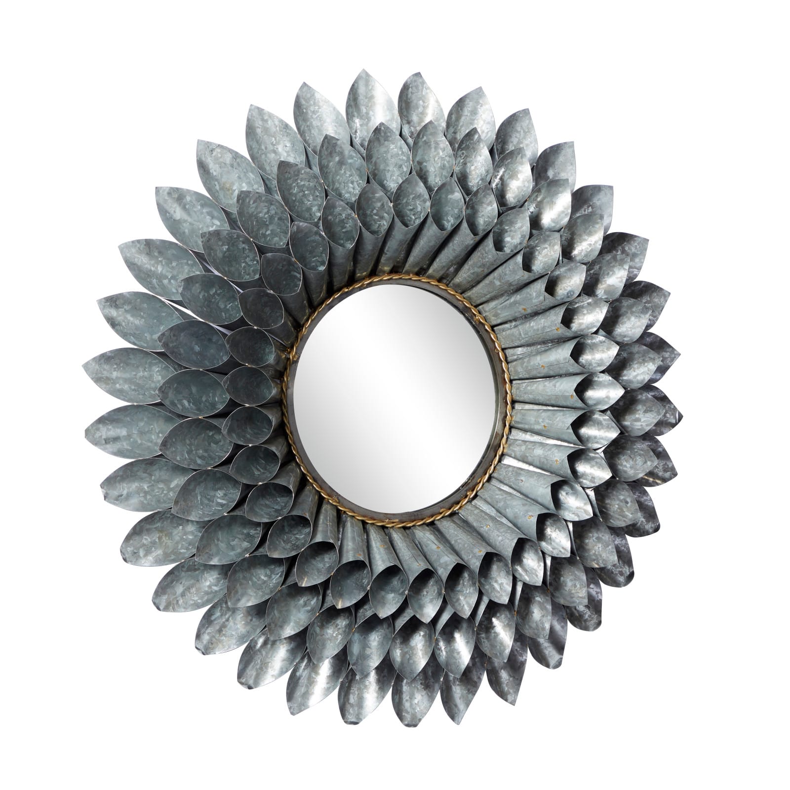 32" Gray Contemporary Galvanized Metal Wall Mirror