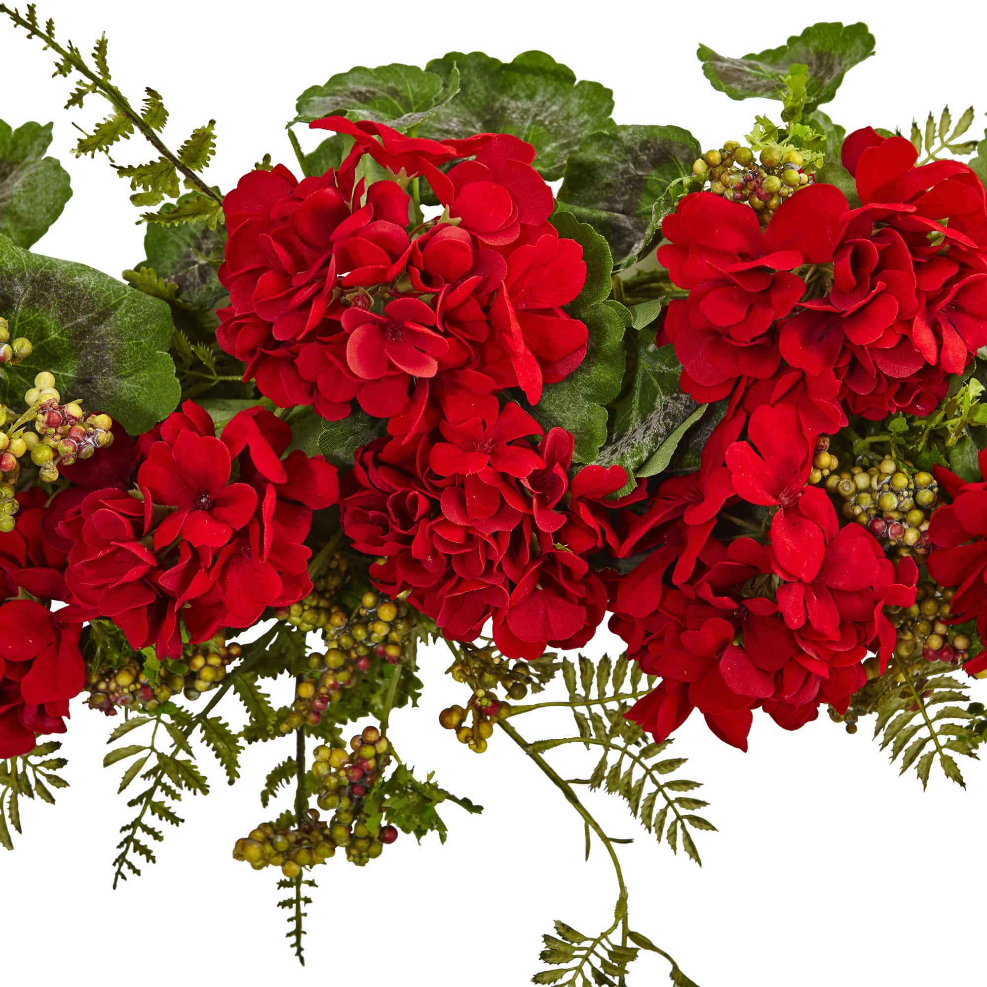 32” Red Geranium and Berry Swag