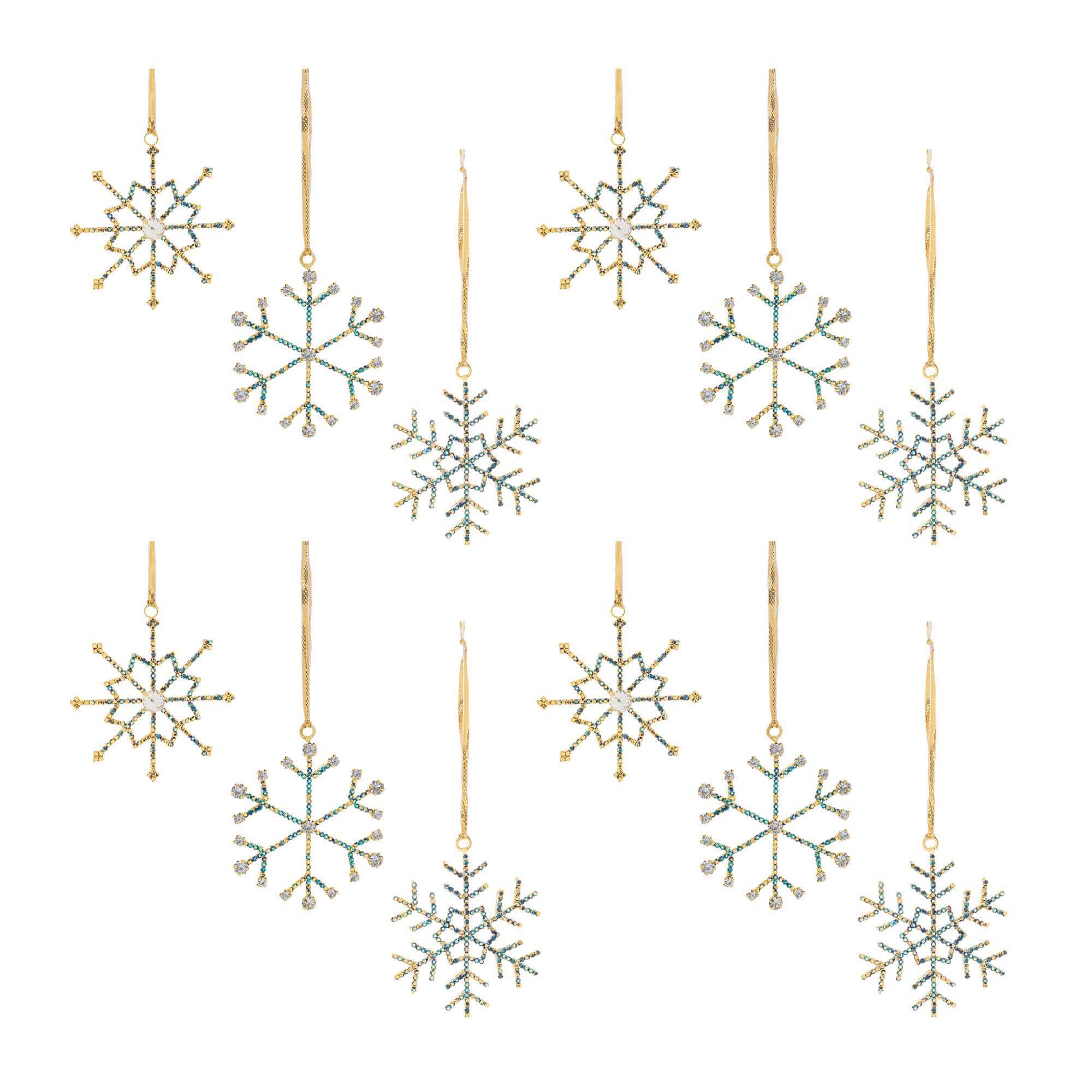 Melrose 3.5" Jeweled Metal Snowflake Ornaments Set