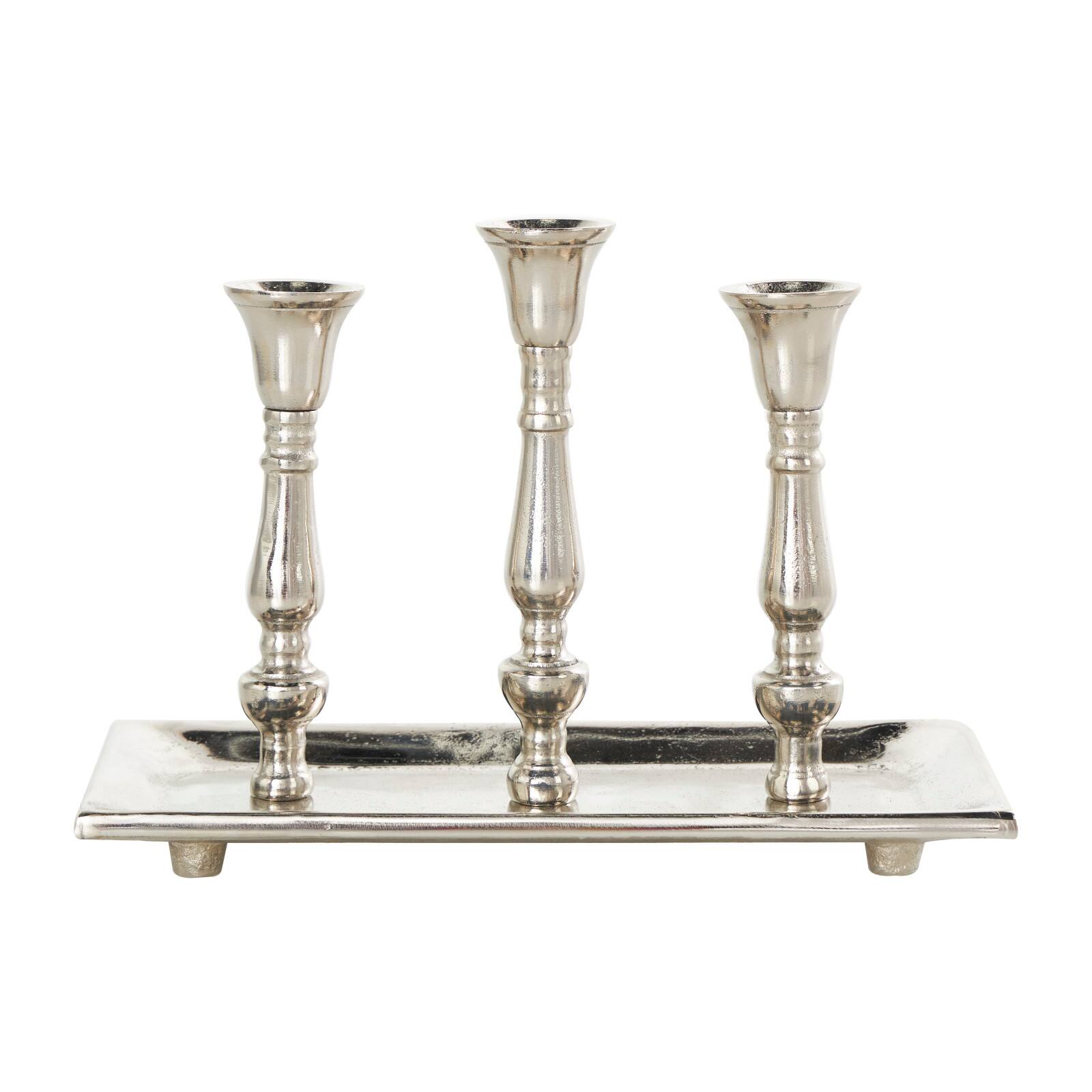 Aluminum 3 Candle Candelabra with Candle Plate