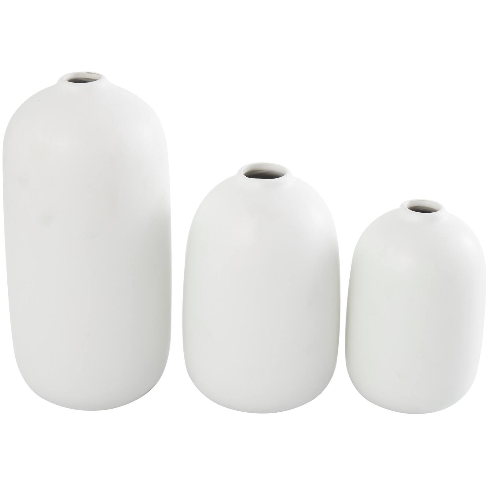 White Ceramic Vase with Black Leaf & Berry Prints Set