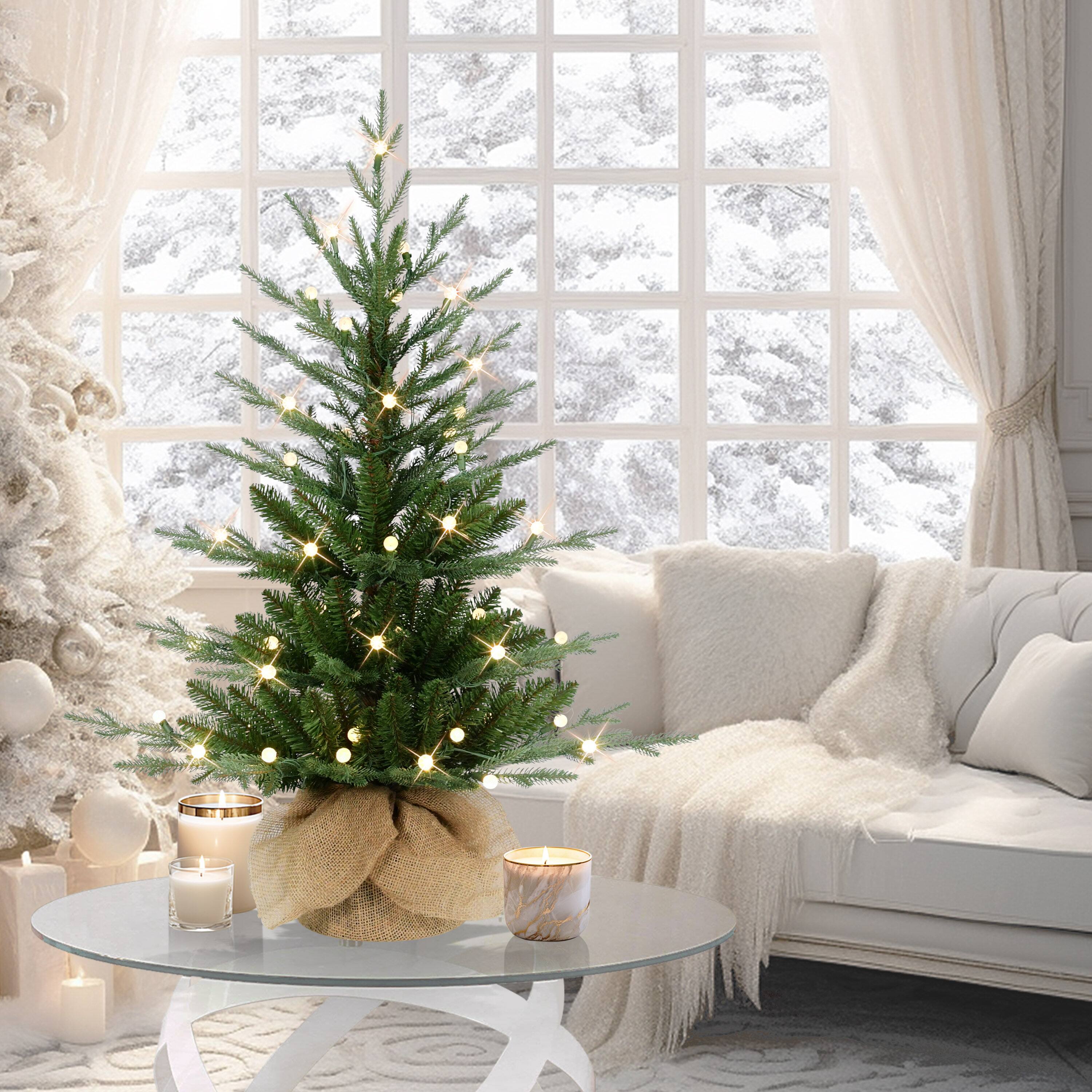3ft. Pre-Lit Artificial Christmas Tree in Burlap Base