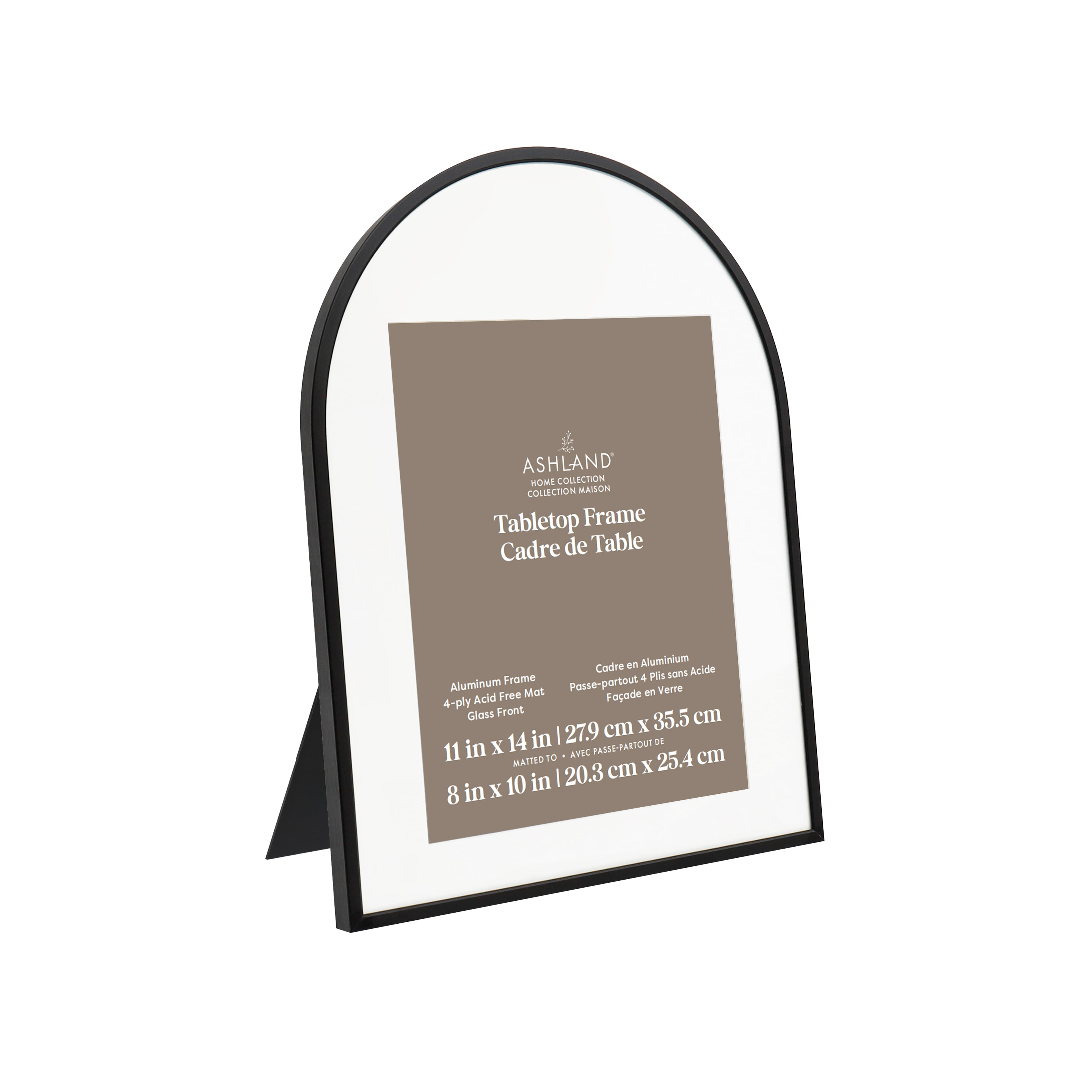 Home 8" x 10" Black Aluminum Arch Tabletop Frame with Mat by Ashland®