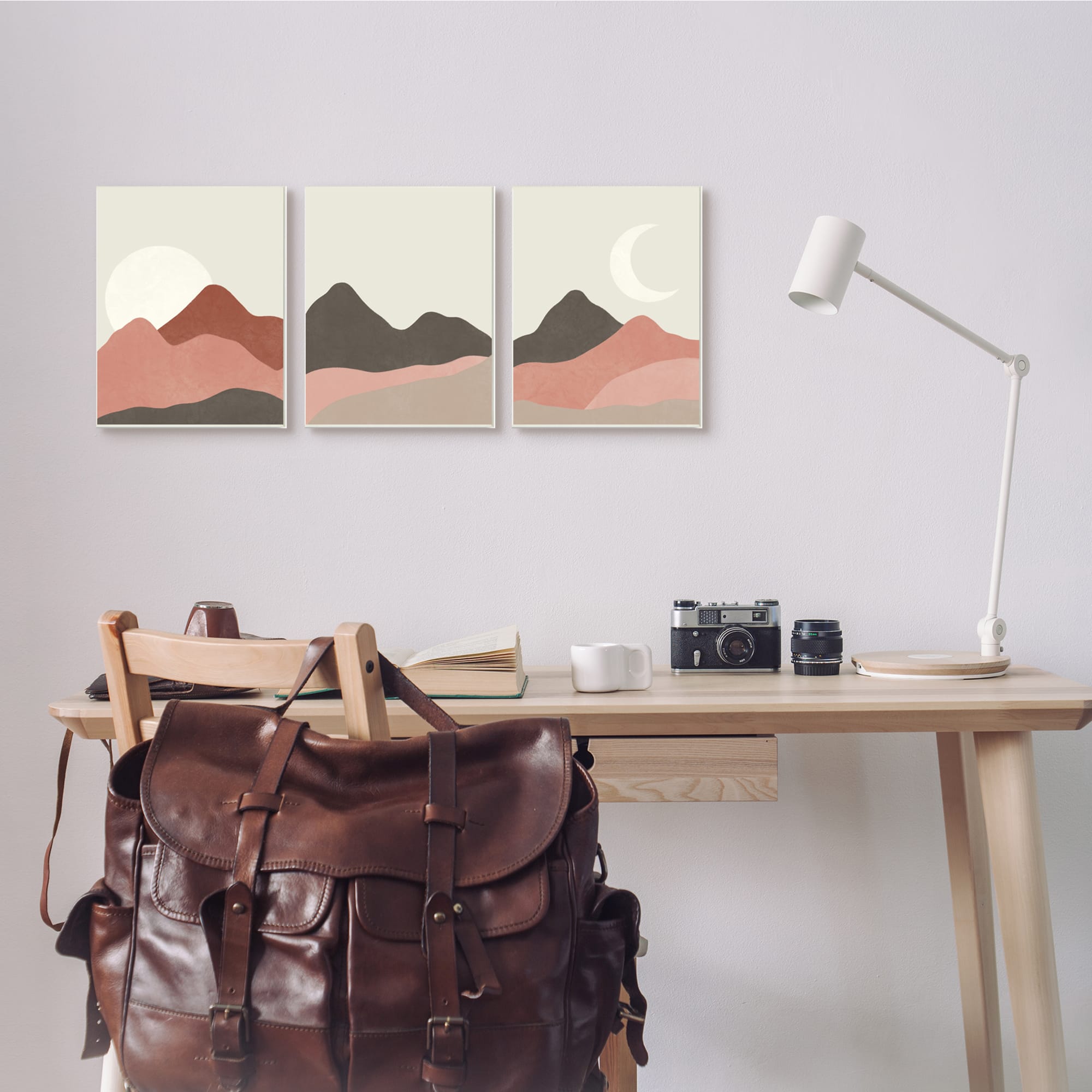 Stupell Industries Sun and Crescent Moon Desert Canyon Mountain Landscape Wall Plaque