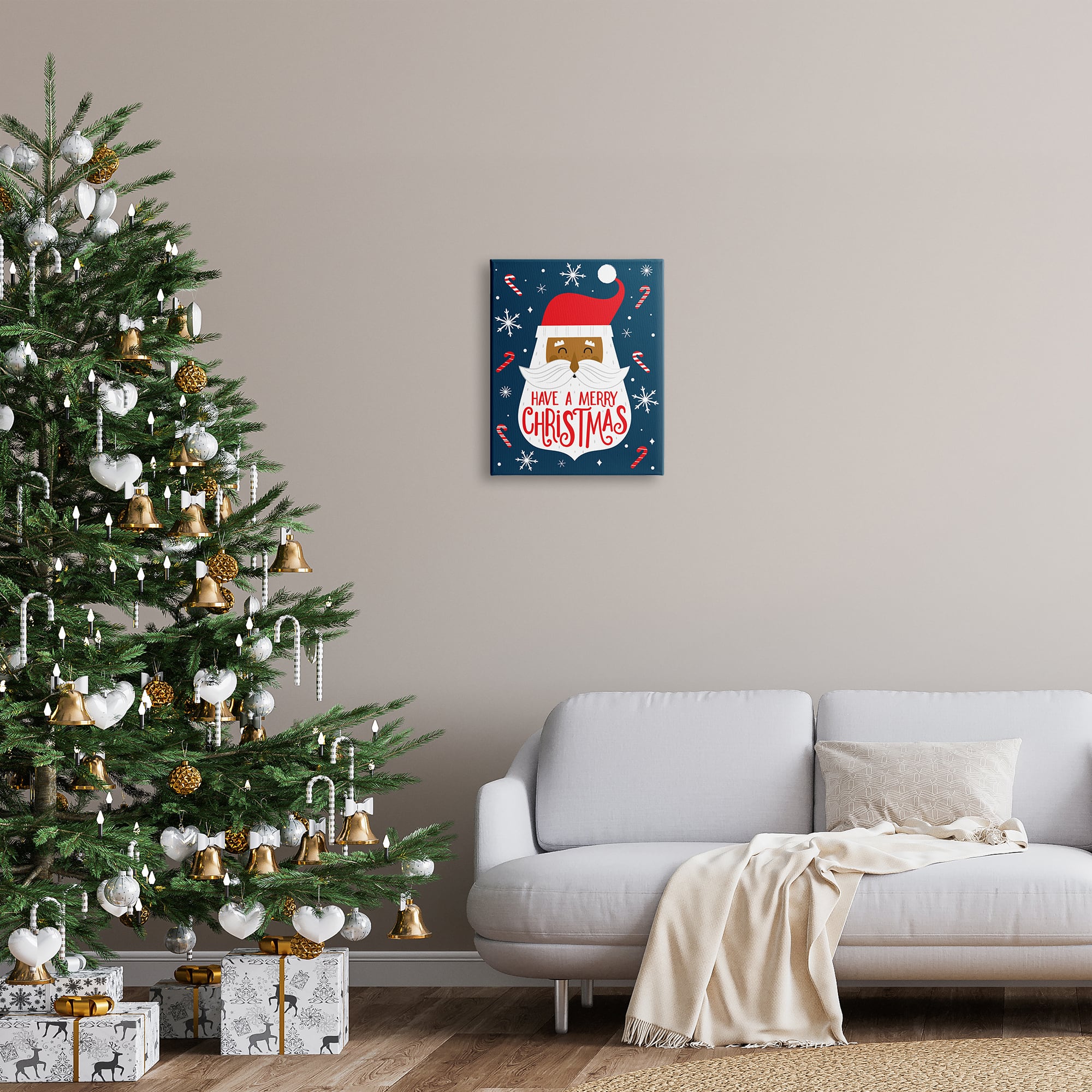 Stupell Industries Have Merry Christmas Patterned Santa Canvas Wall Art