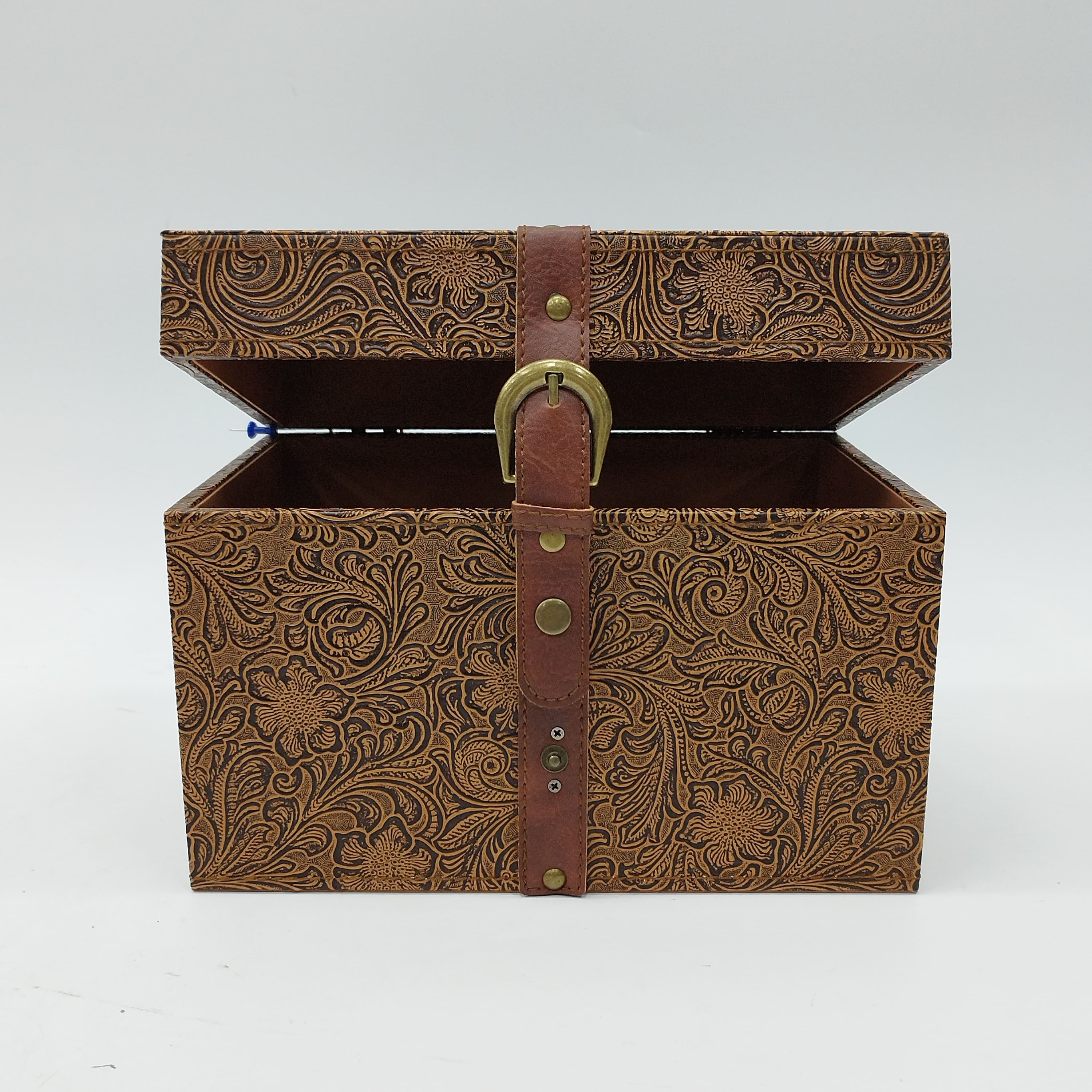 Brown Floral Embossed Faux Leather Box by Ashland