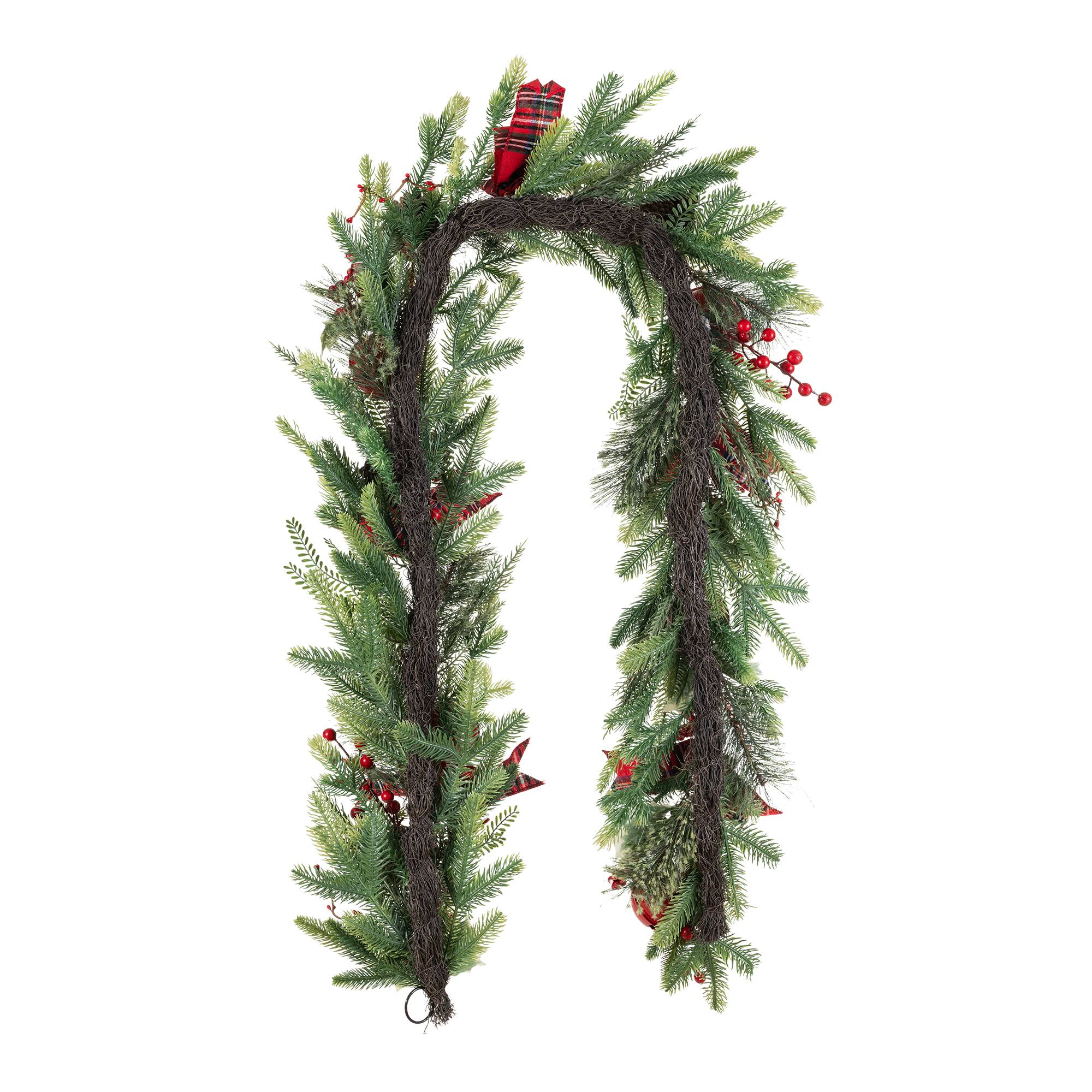 Glitzhome® 6ft. Christmas Bell Pinecone & Berry Bow Garland