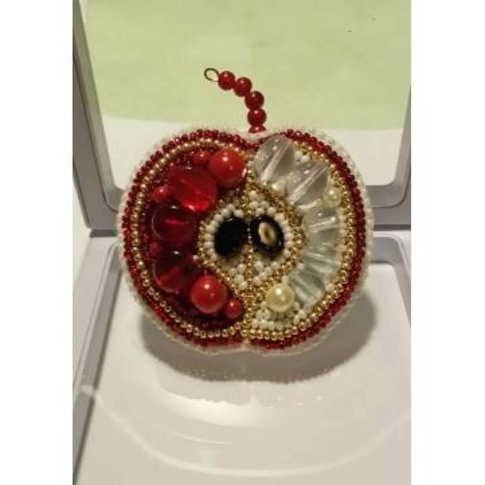 Crystal Art Beadwork Kit For Creating Brooch Red Apple
