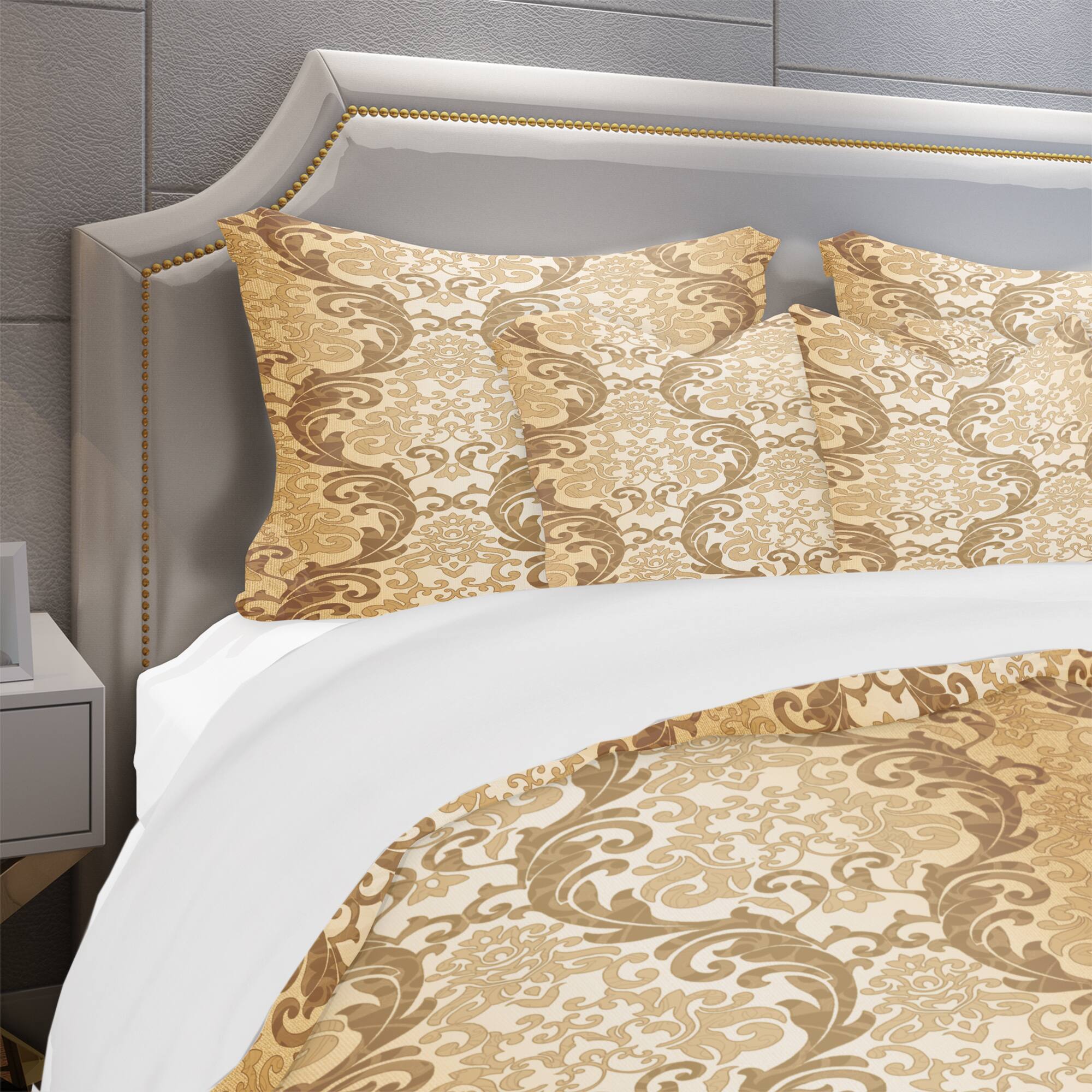 Designart 'Damask pattern' Mid-Century Modern Bedding Set - Duvet Cover & Shams