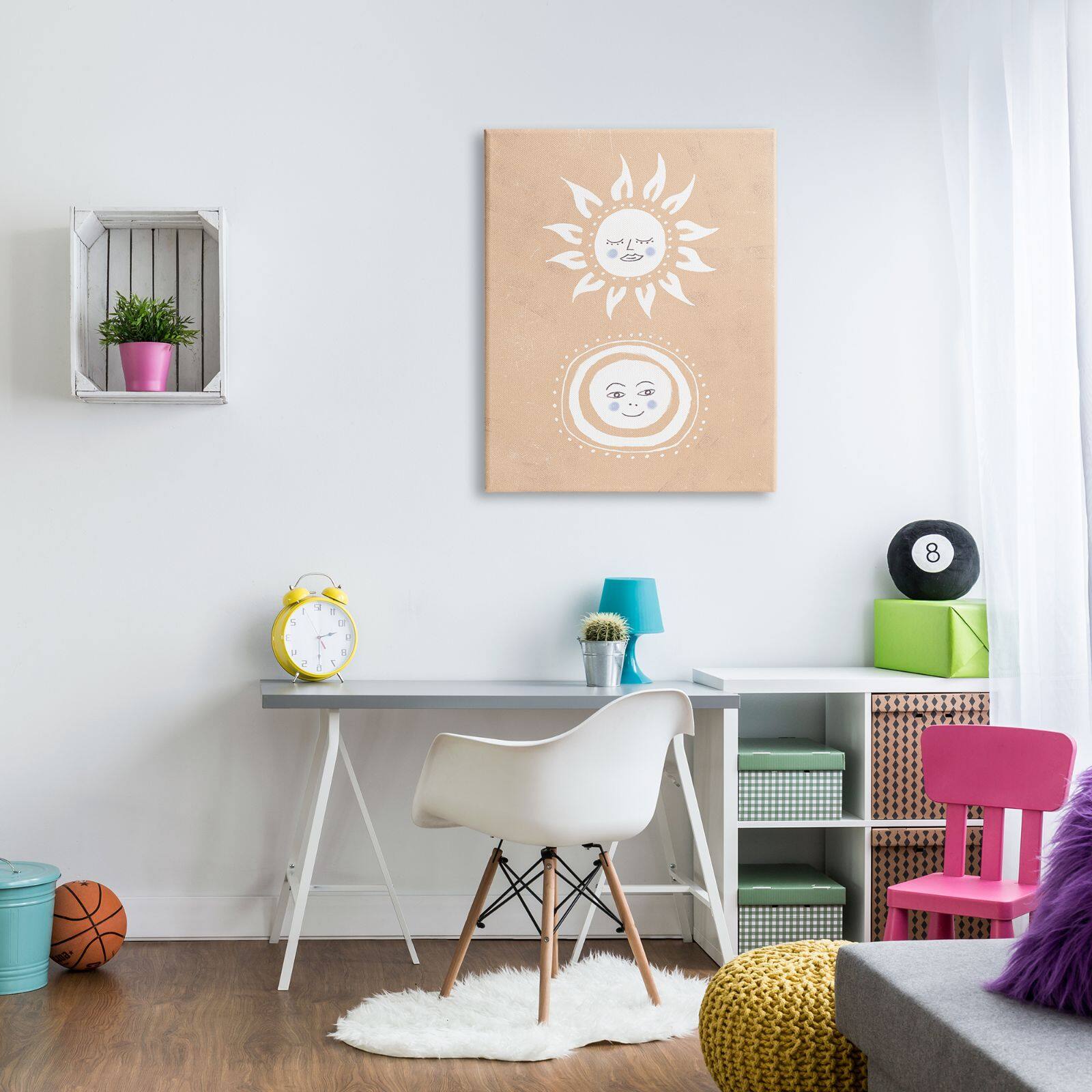 Stupell Industries Rising Sun and Moon Children's Boho Chic Sky Canvas Wall Art