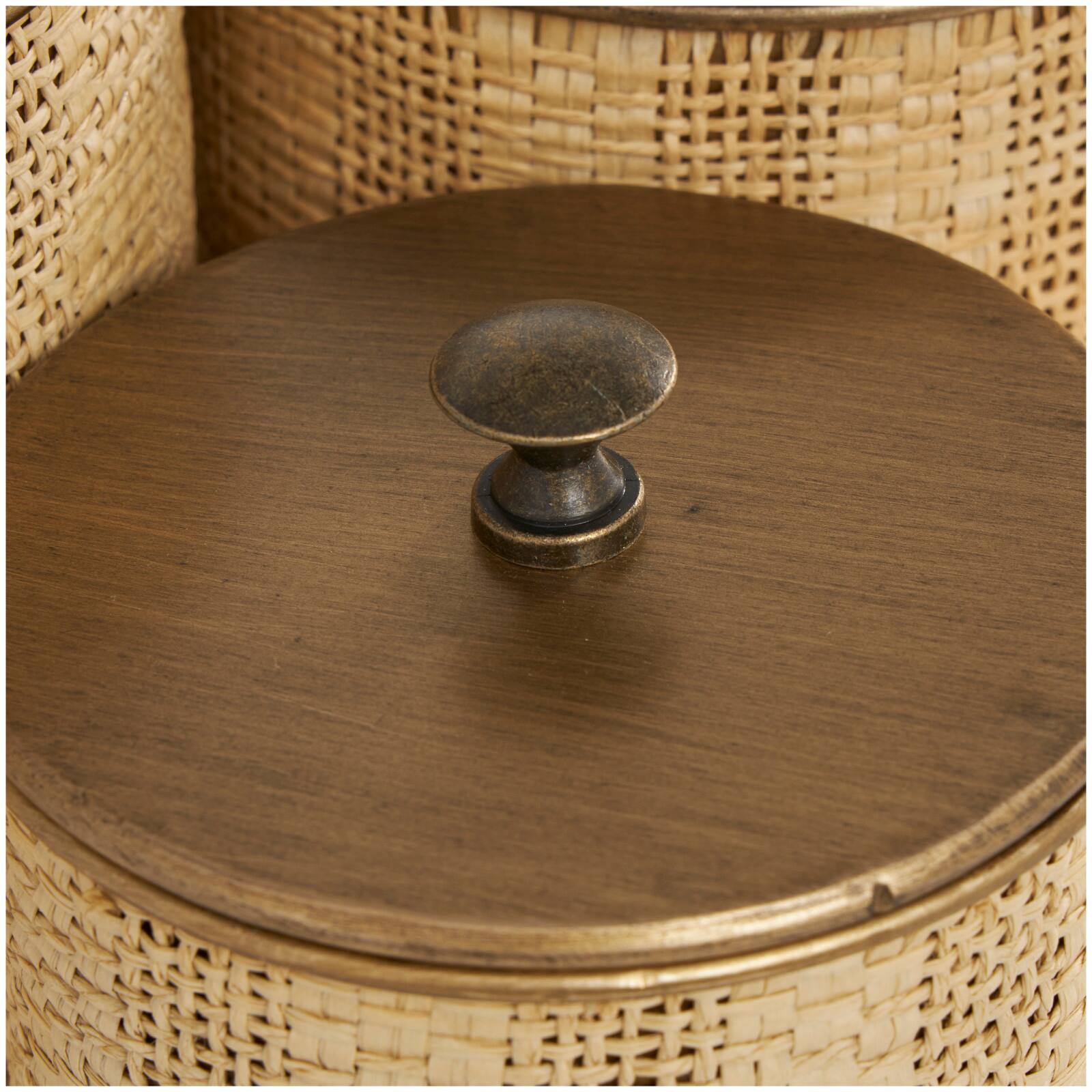 Beige & Gold Woven Paper Decorative Jar Set