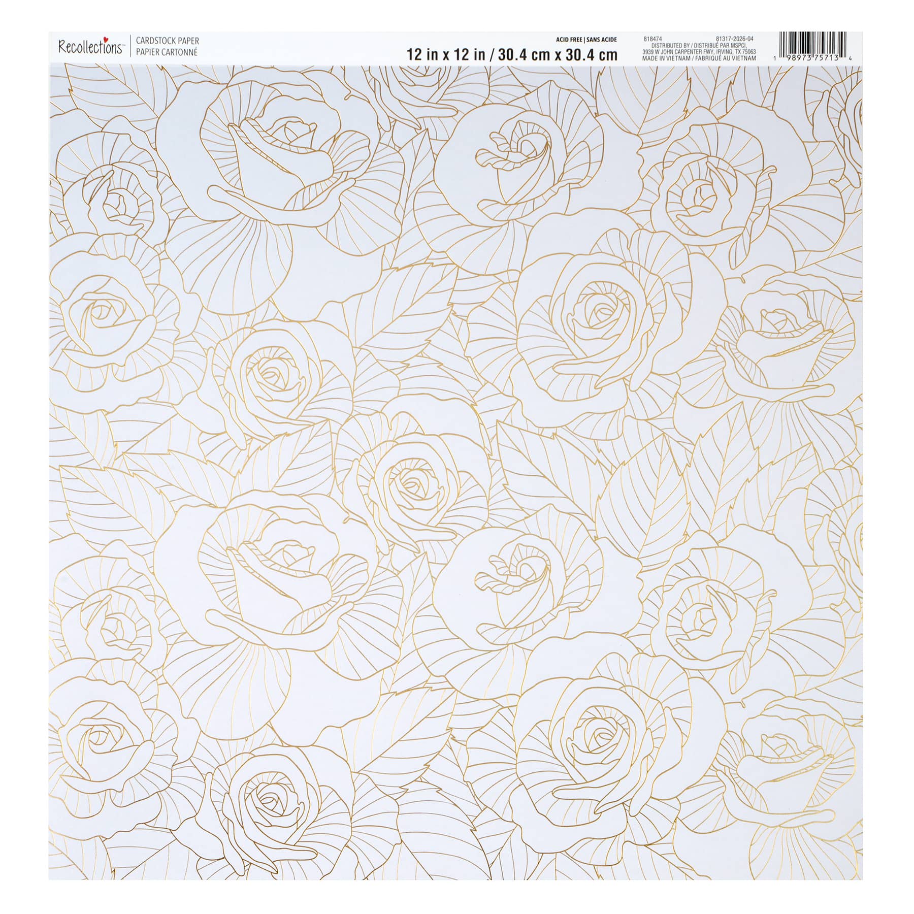 12" x 12" Gold Roses Cardstock Paper by Recollections™