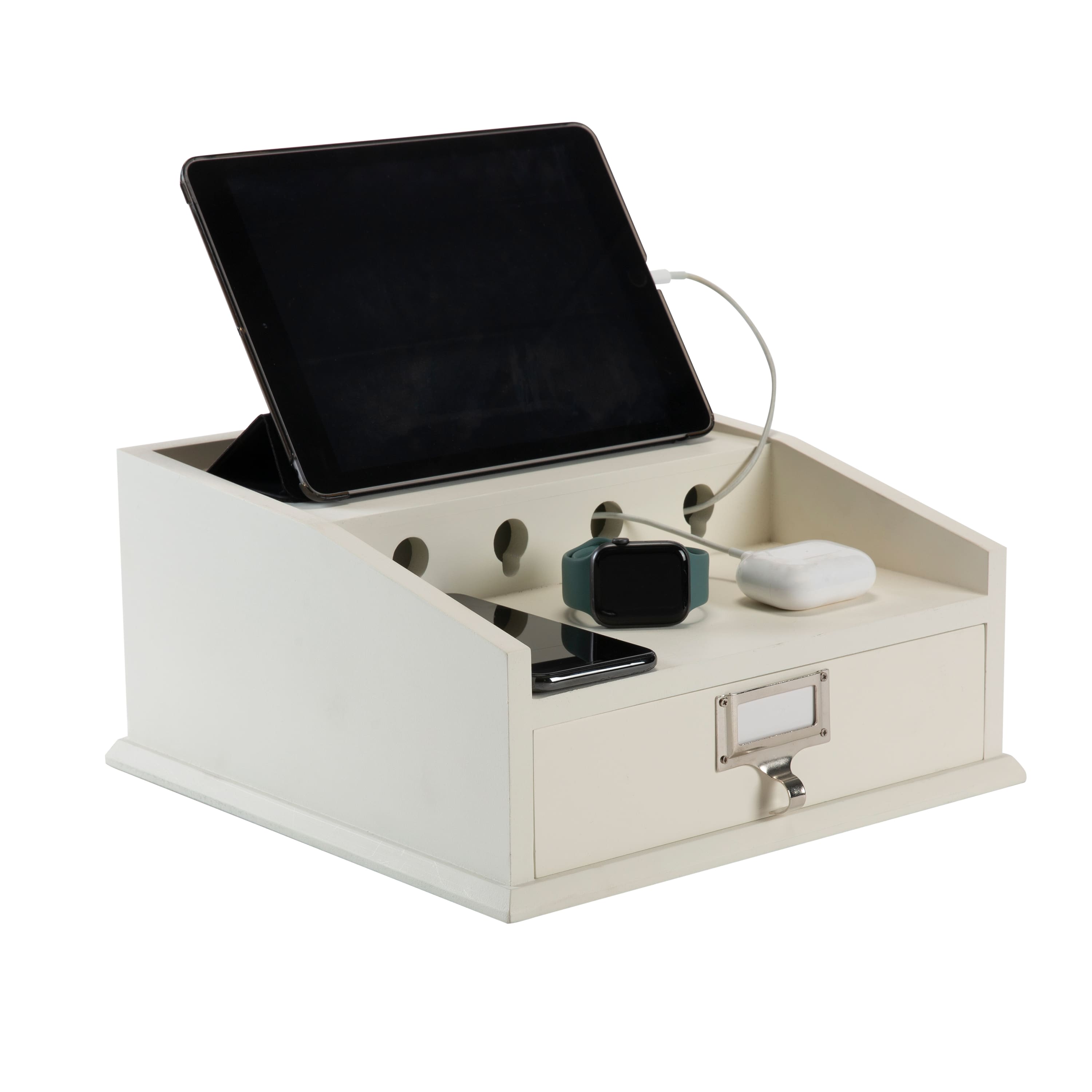Organize It All White Charging Station With Drawer