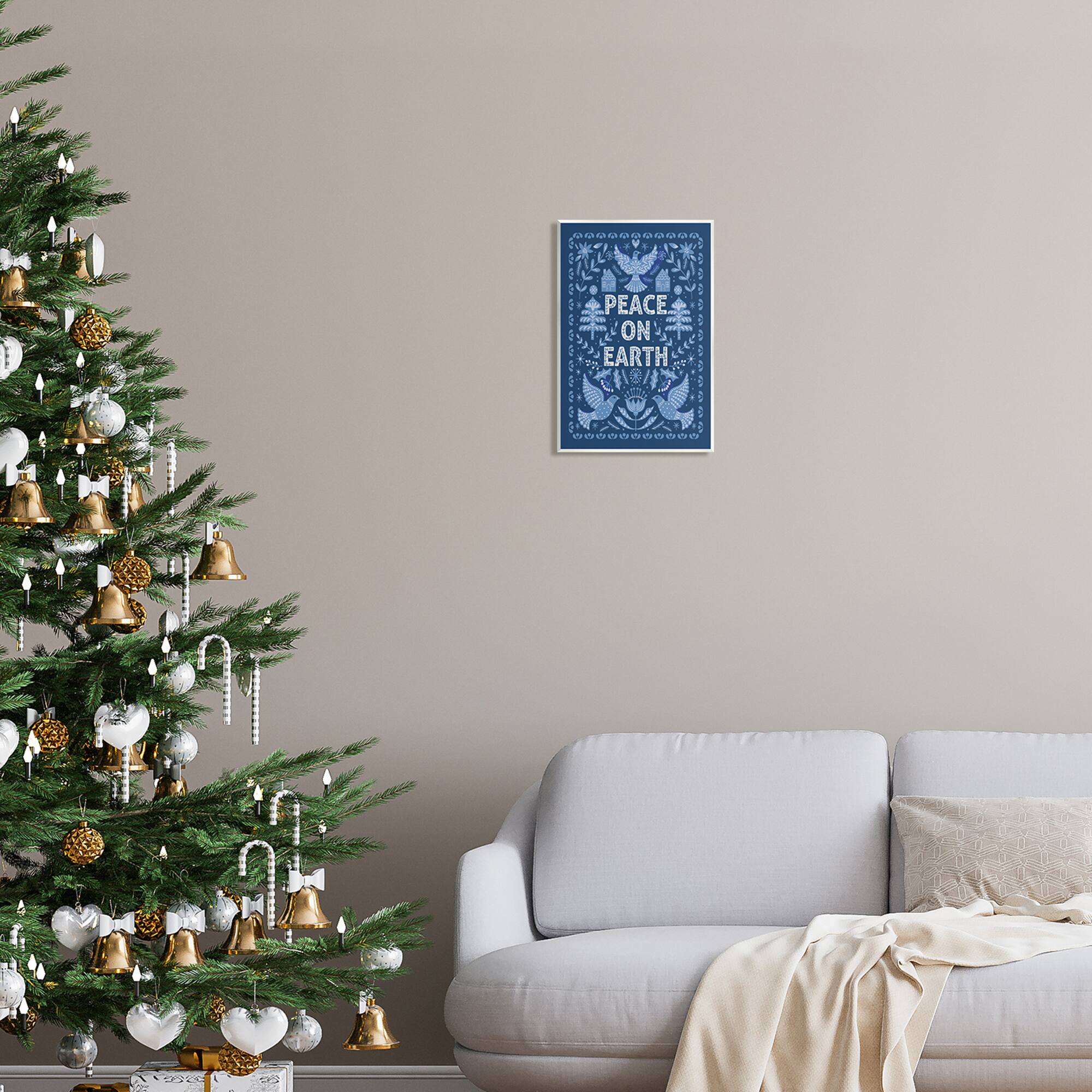 Stupell Industries Peace On Earth Blue Doves Wall Plaque Art