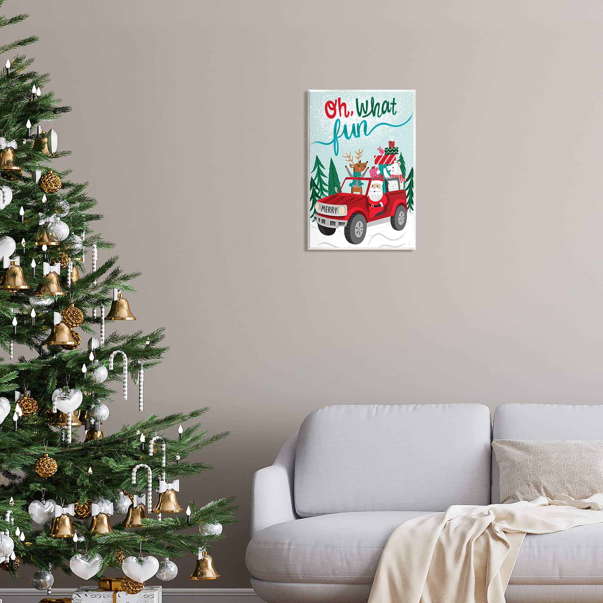 Stupell Industries Oh What Fun Santa Driving Gifts Wall Plaque Art