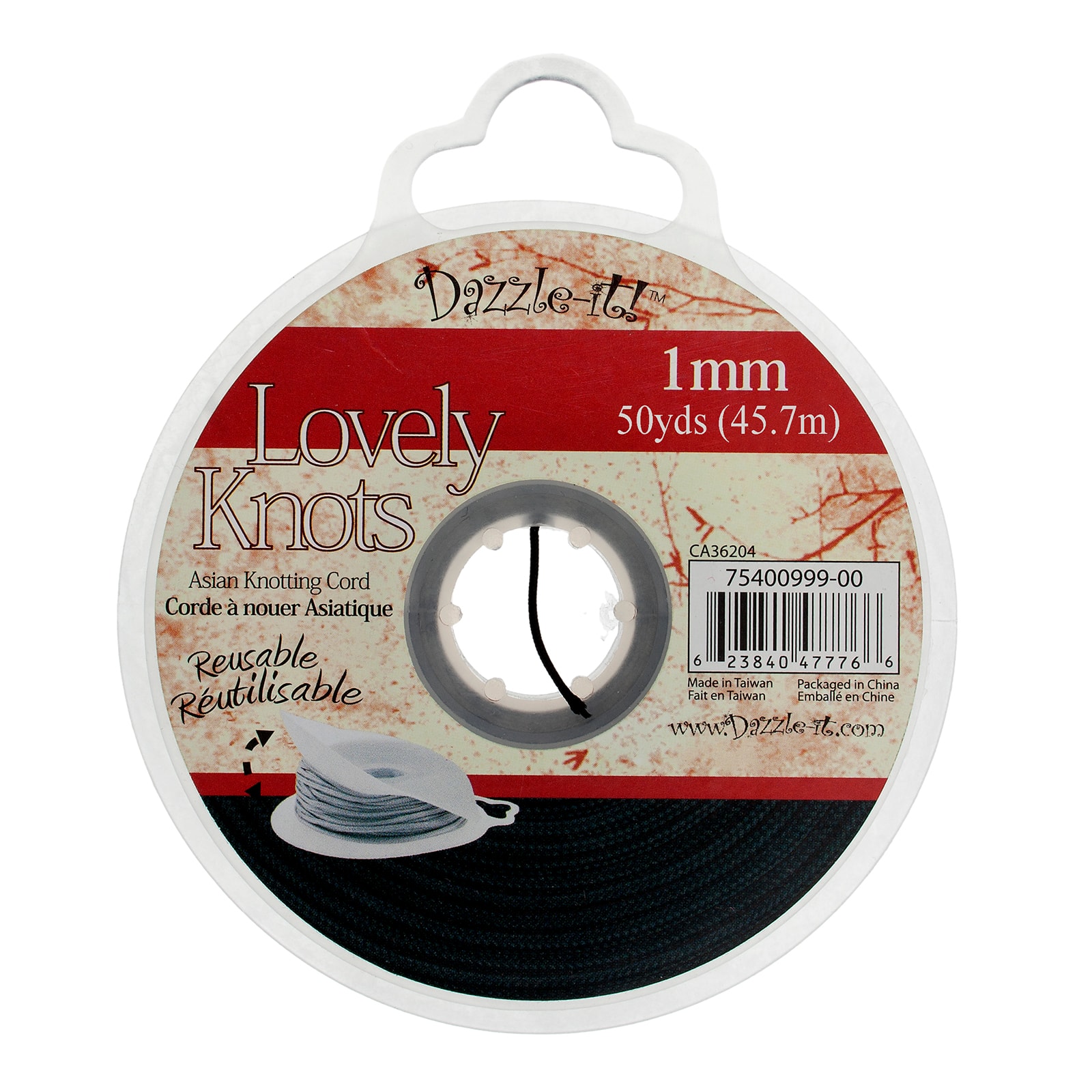 John Bead Lovely Knots 1mm Asian Knotting Cord with Bobbin, 50yd.