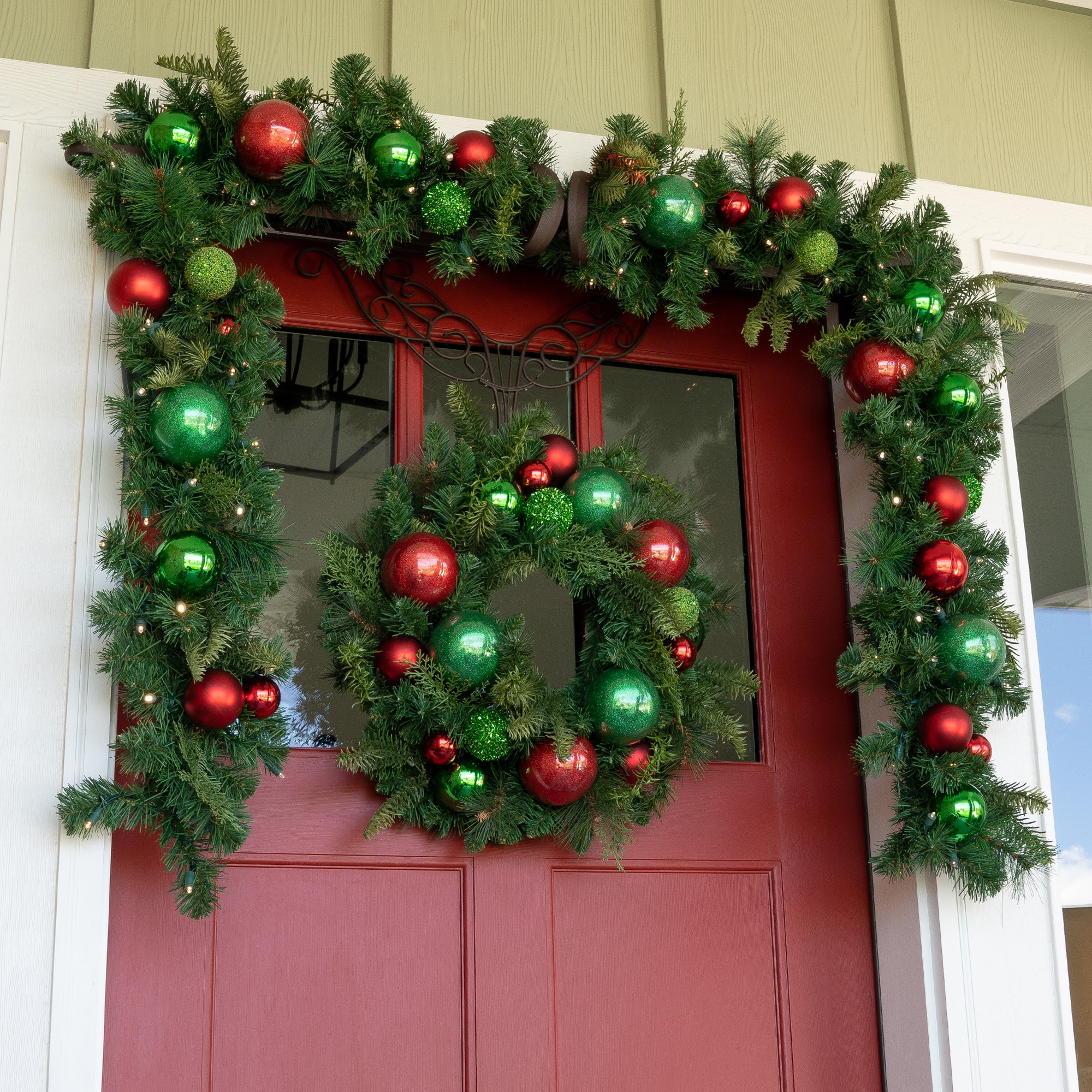 Village Lighting 24" Pre-Lit Christmas Cheer Wreath, Clear LED Lights