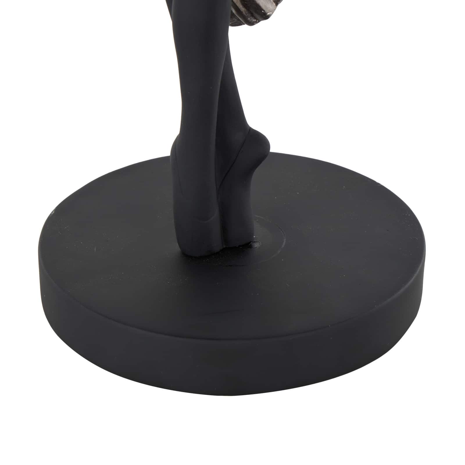 17" Black Polystone Dancer Ballerina Decorative Sculpture with Silver Dress