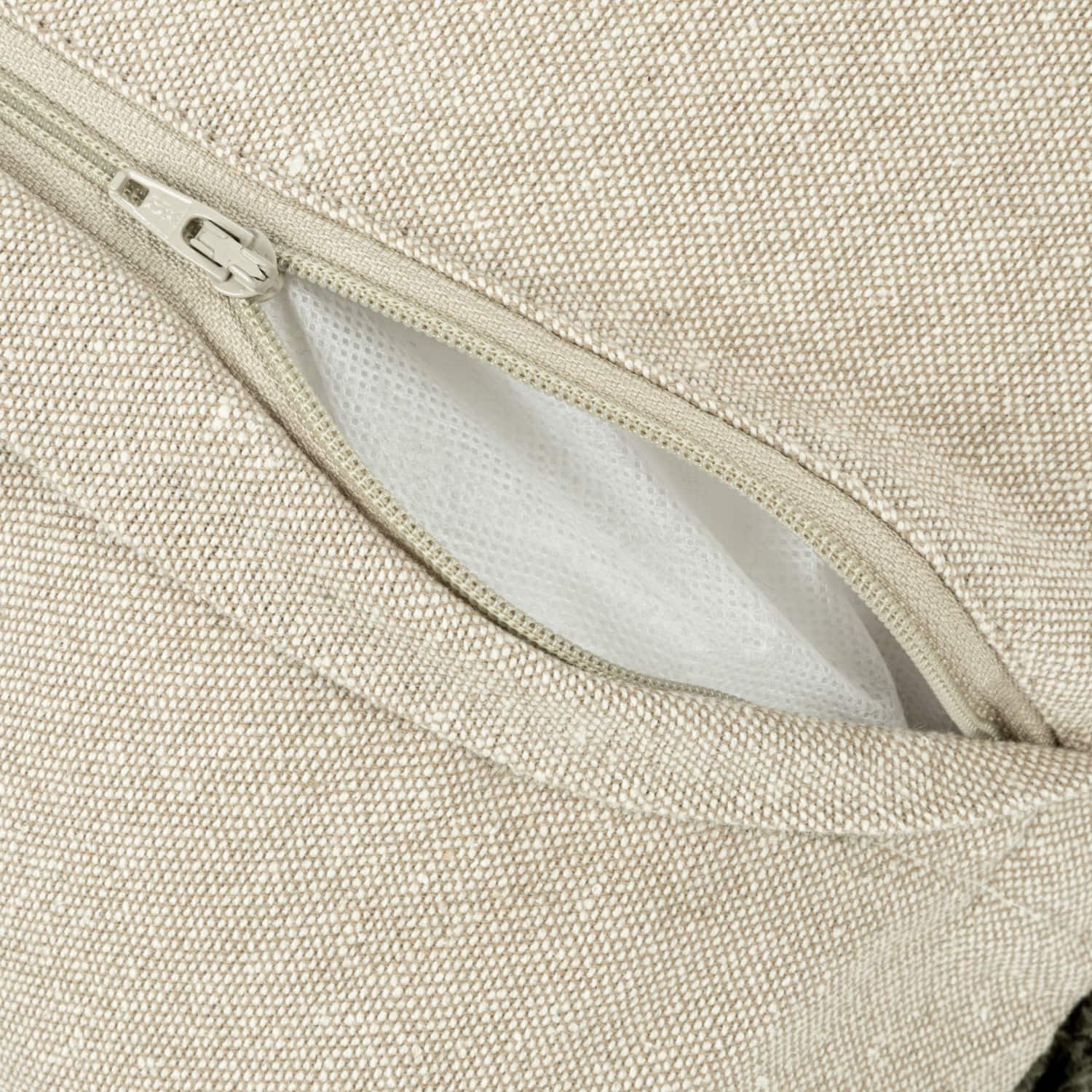 Hello Honey® Forest Green Cotton Tufted Pillow with Natural Chambray Back