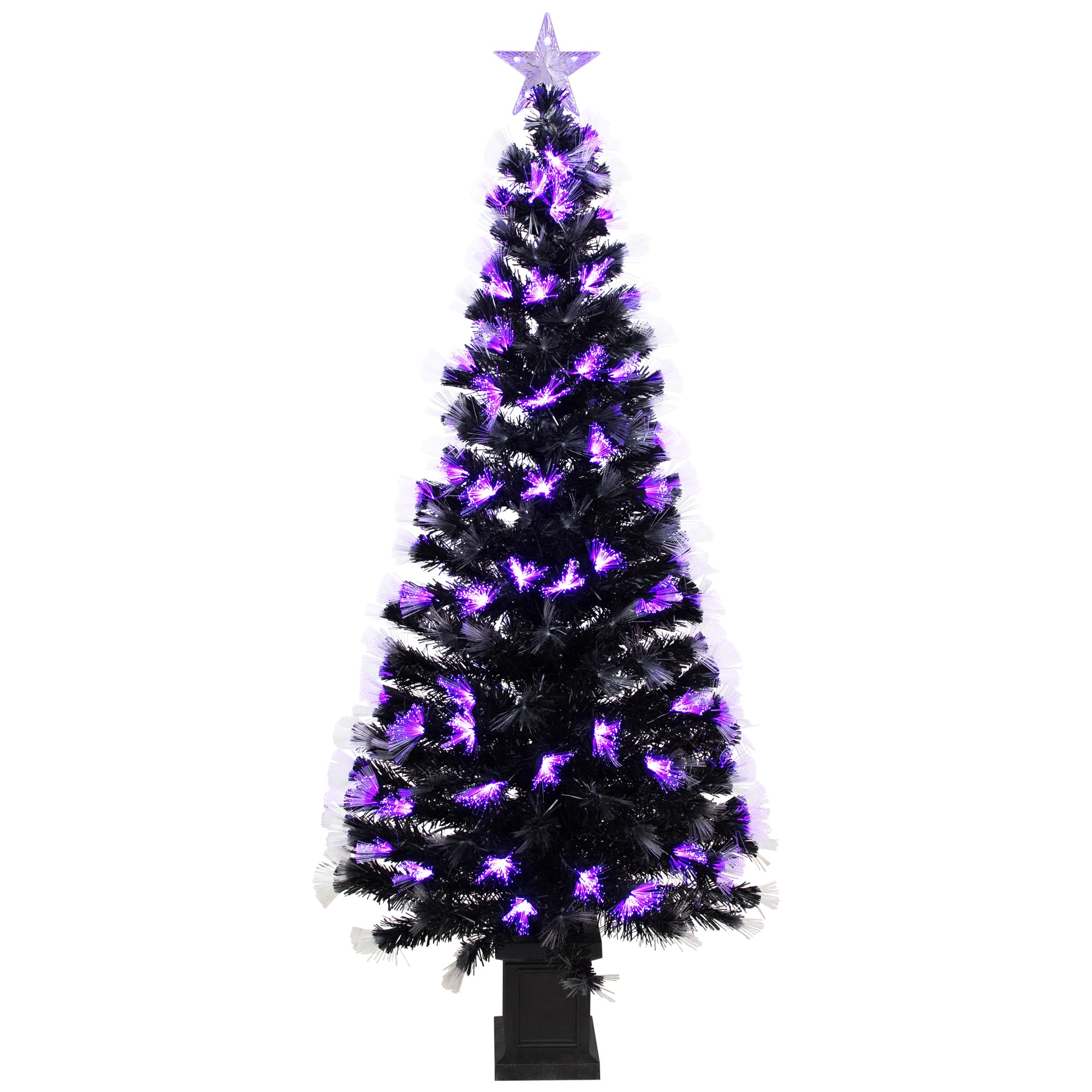 Northlight 6ft. Fiber Optic Orange & Purple LED Artificial Black Pine Halloween Potted Tree