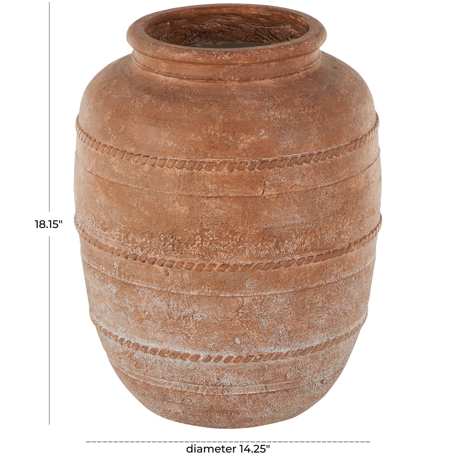 18" Brown Magnesium Oxide Mediterranean Inspired Vase