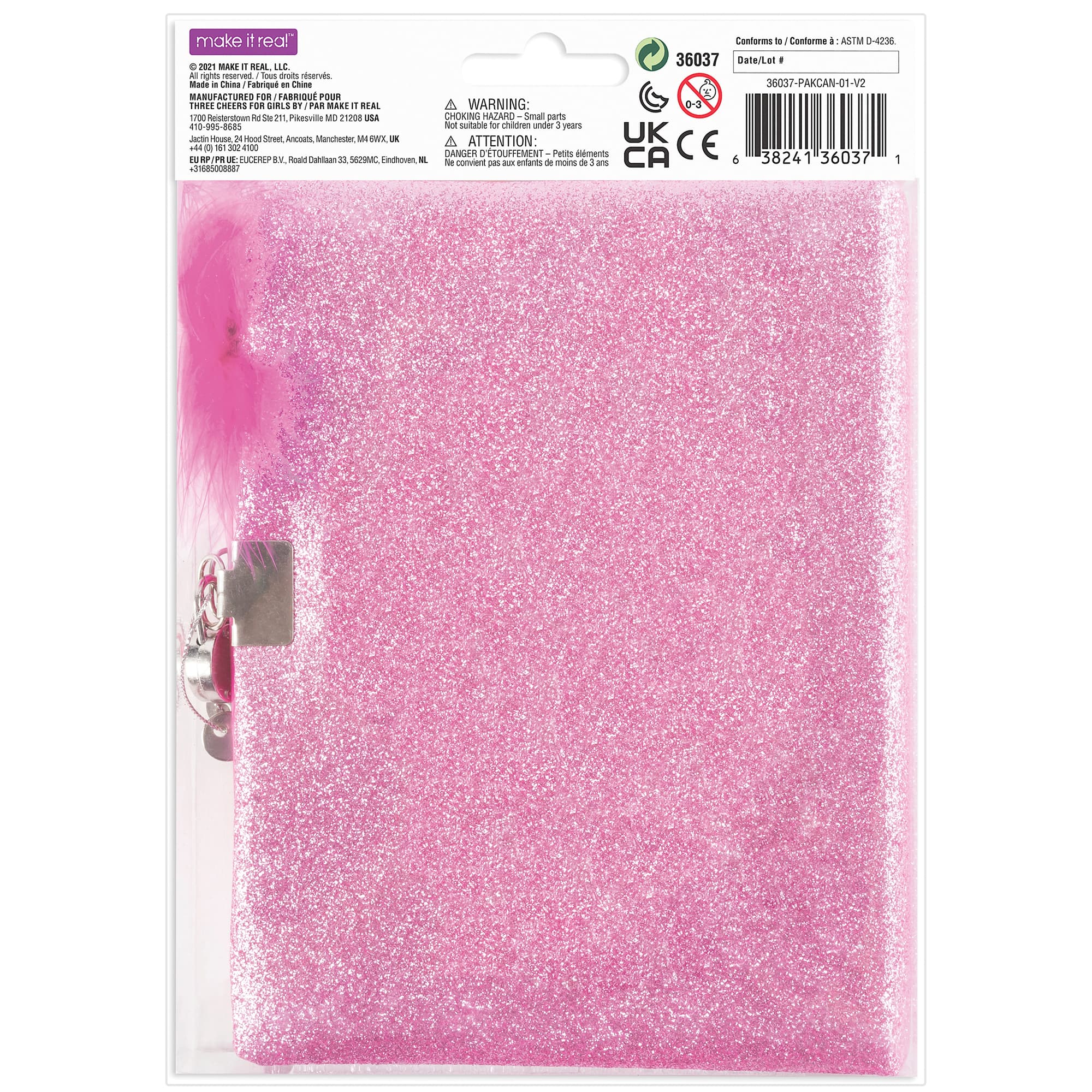 Make It Real 3C4G® Born To Sparkle Glitter Locking Journal