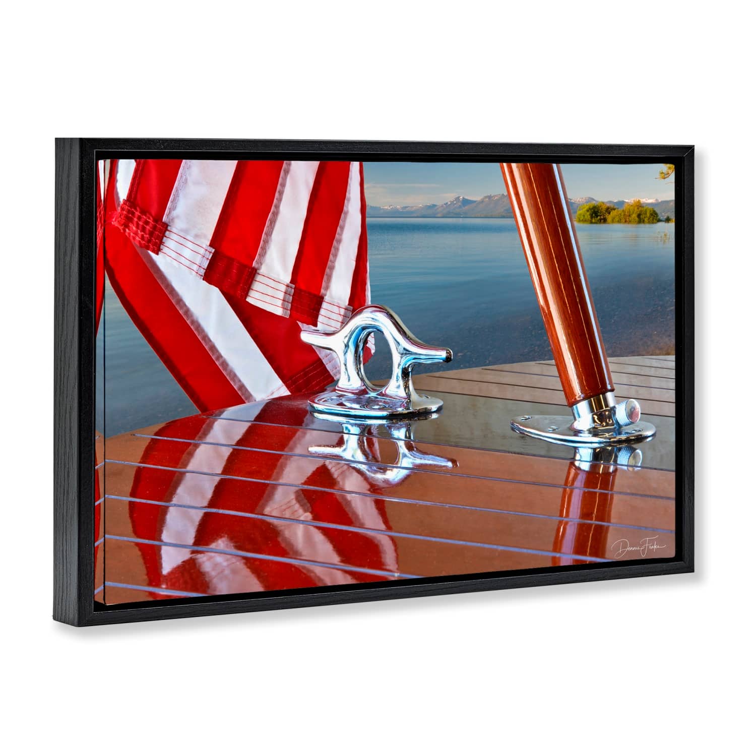 Stupell Industries Flag On Boat Hull Floater Framed Art