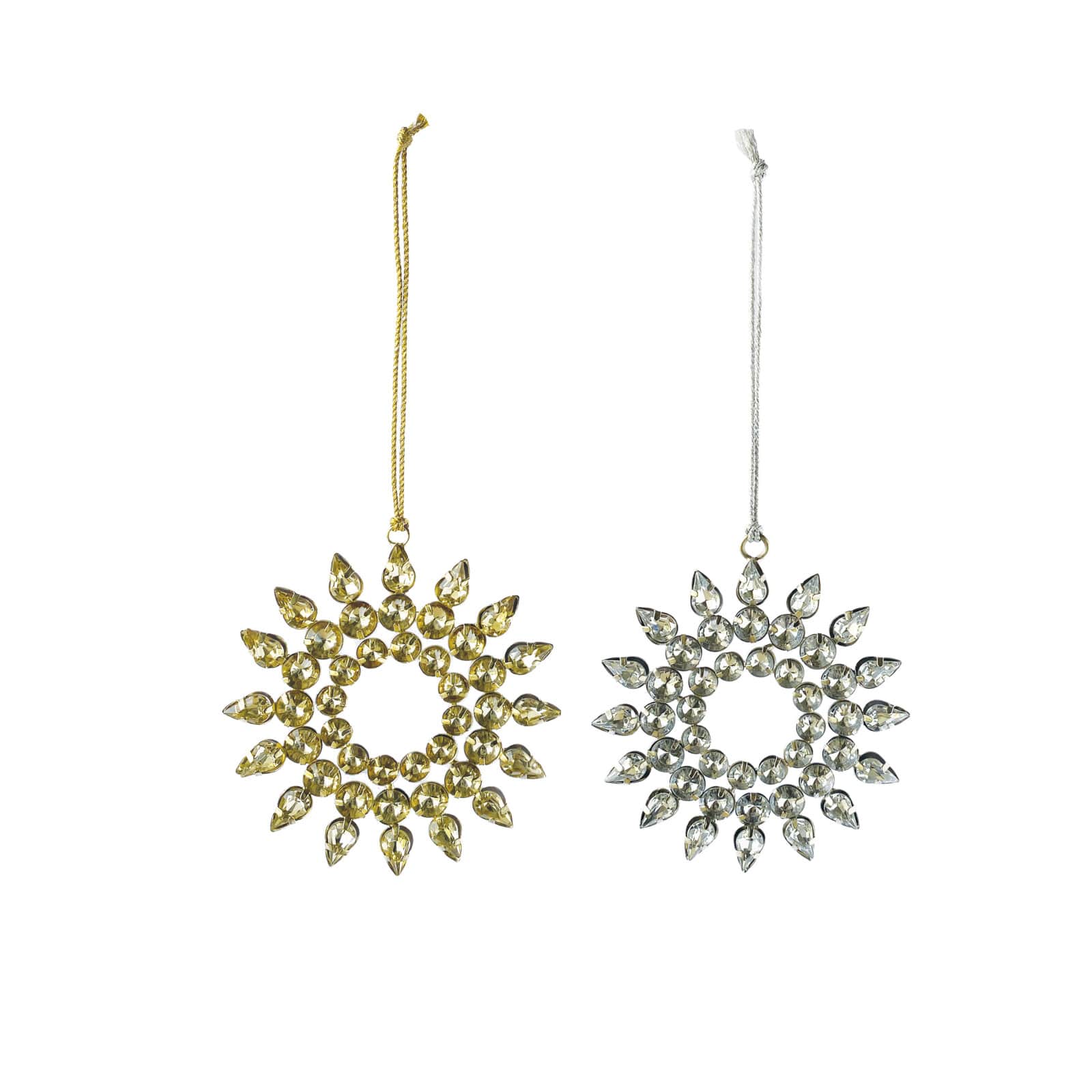 Hello Honey® 2 Pack 4" Gold & Silver Snowflake Ornaments