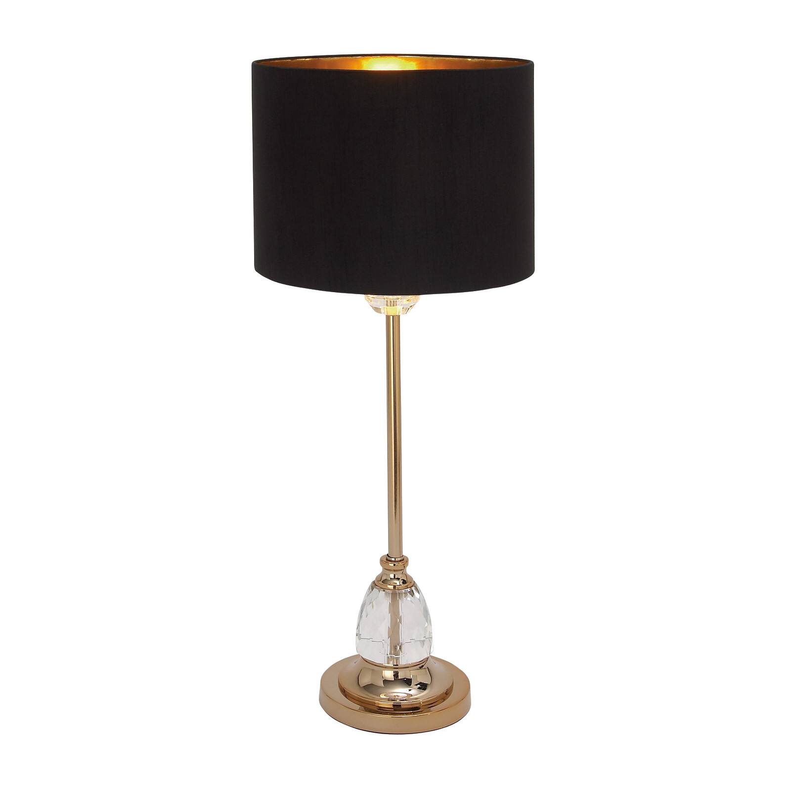 30" Glam Black Metal & Crystal Glass Buffet Lamp