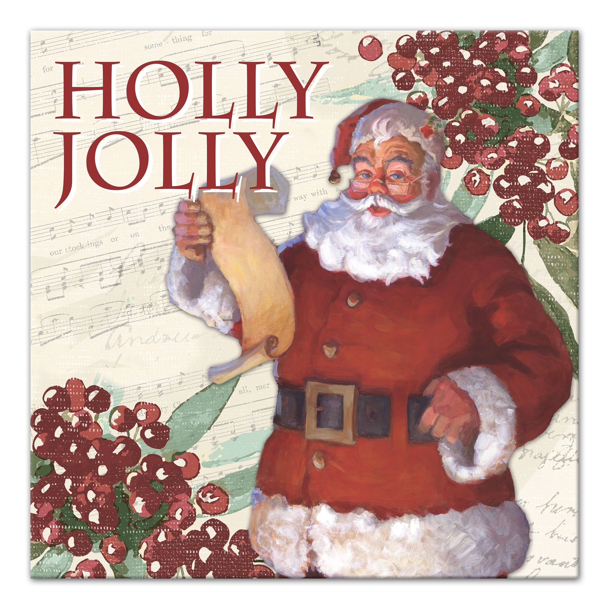 Holly Jolly Santa 20x20 Canvas Wall Art