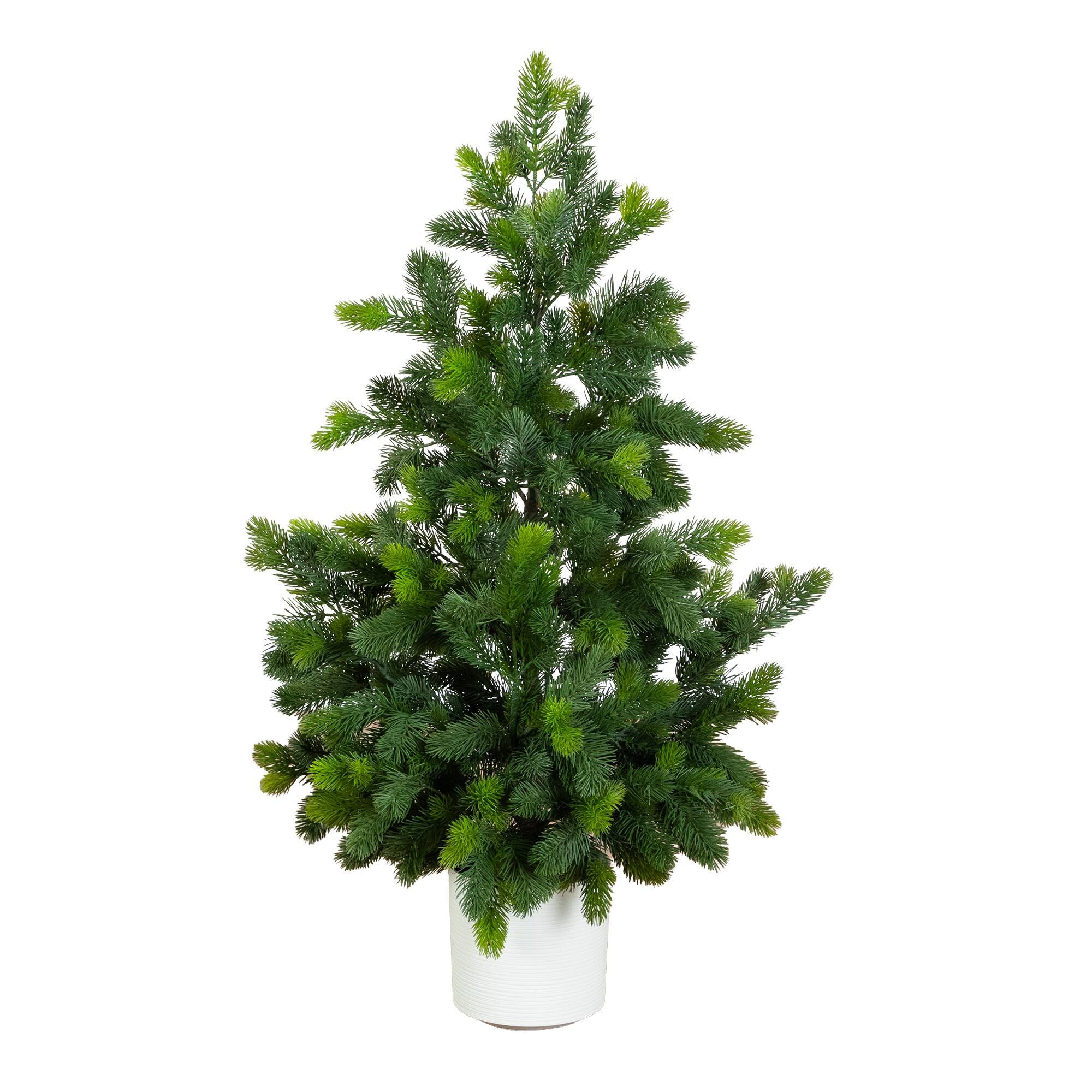 Nearly Natural 4ft. Artificial Real Touch Christmas Spruce Pine in White Decorative Planter