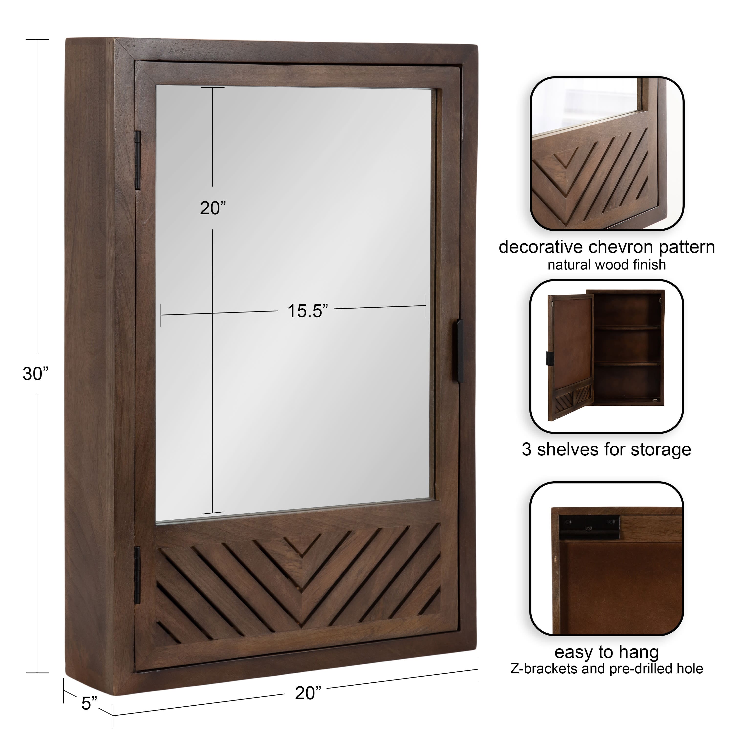 Kate and Laurel Mezzeta Bathroom Cabinet with Mirror