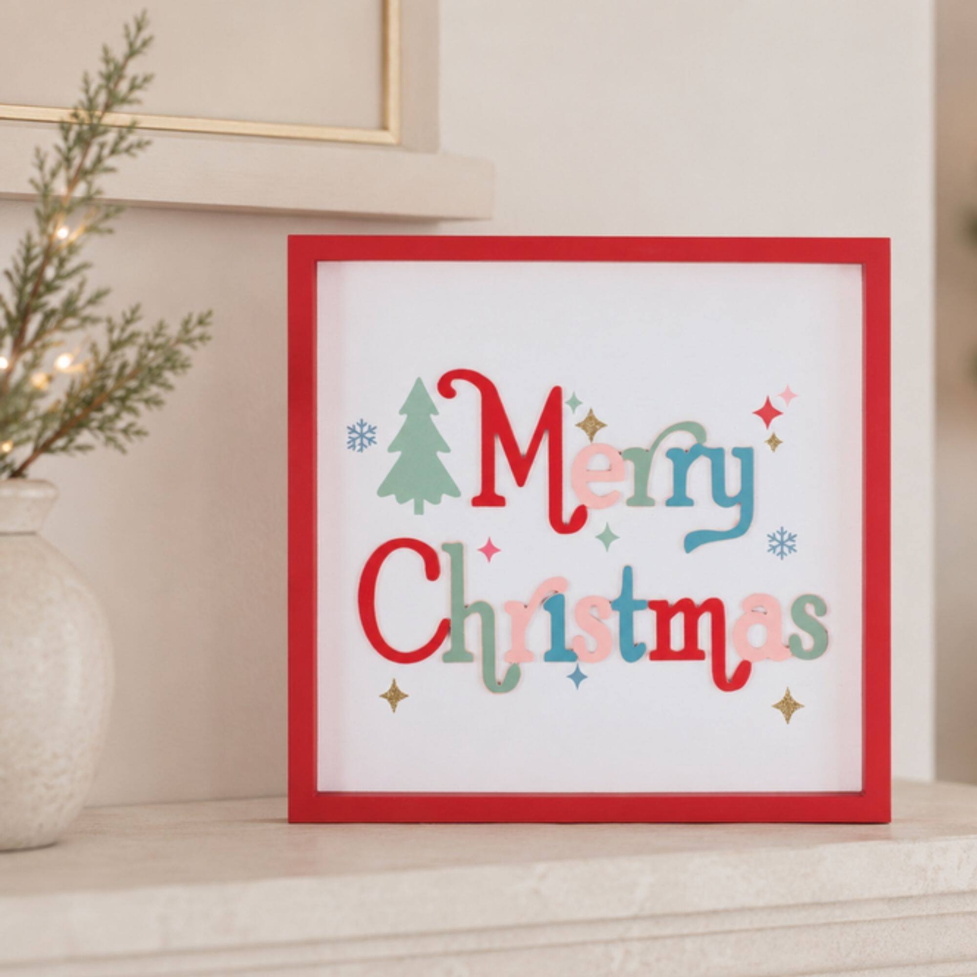 Melrose 8" Merry Christmas Square Block Sign