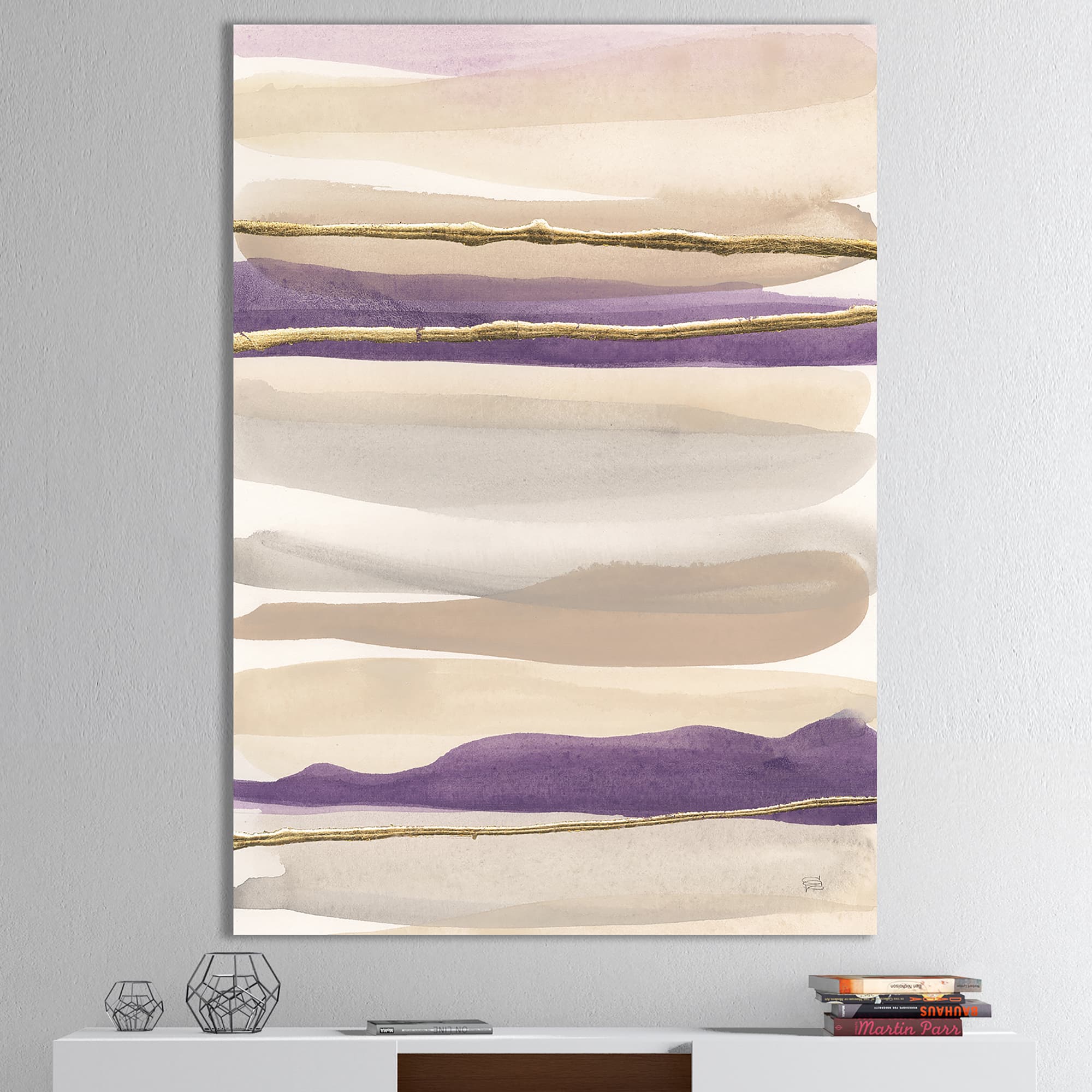 Designart - Shape of Glam Purple III - Shabby Chic Premium Canvas Wall Art