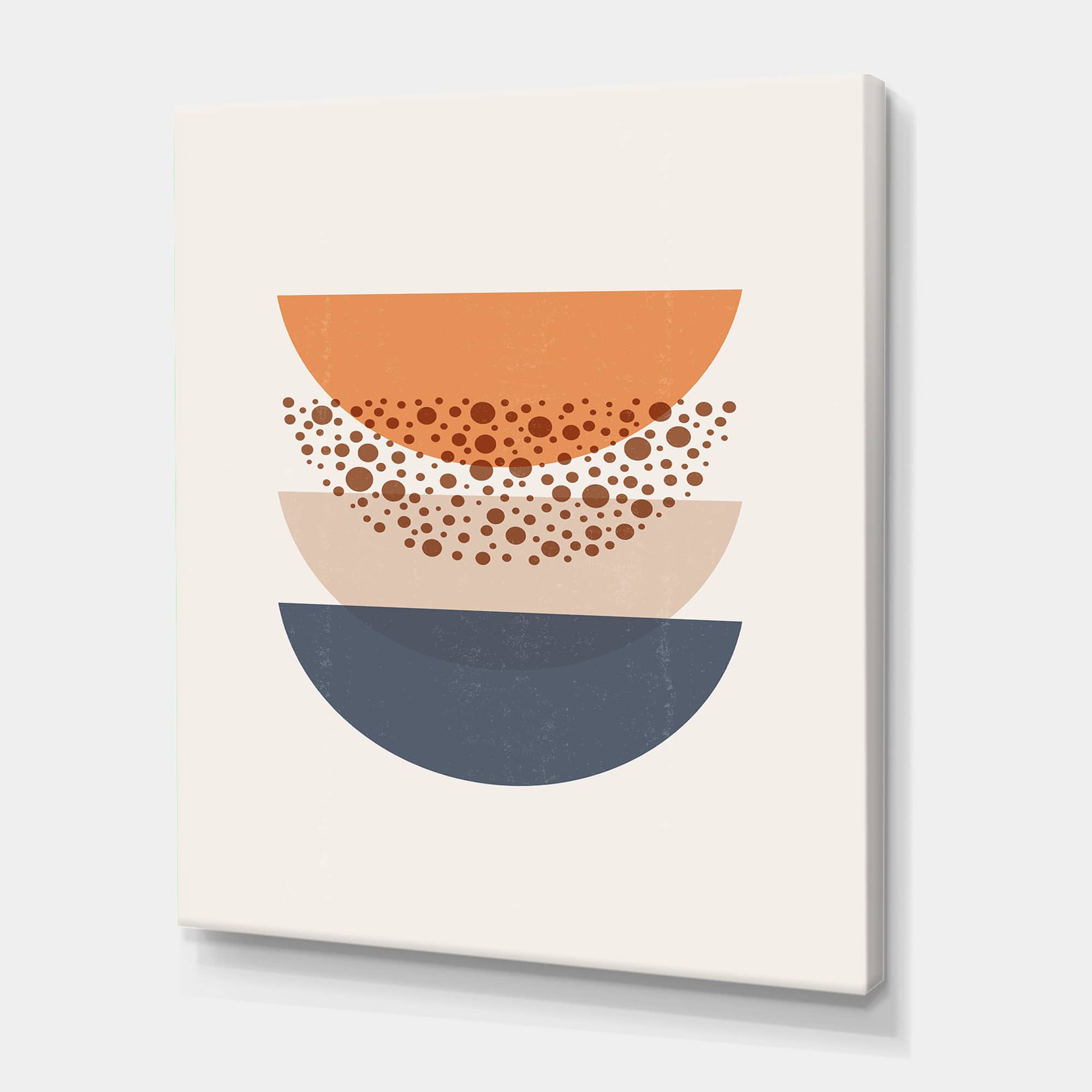 Designart - Abstract Sun & Moon Geometrics In Blue & Orange - Modern Canvas Wall Art Print