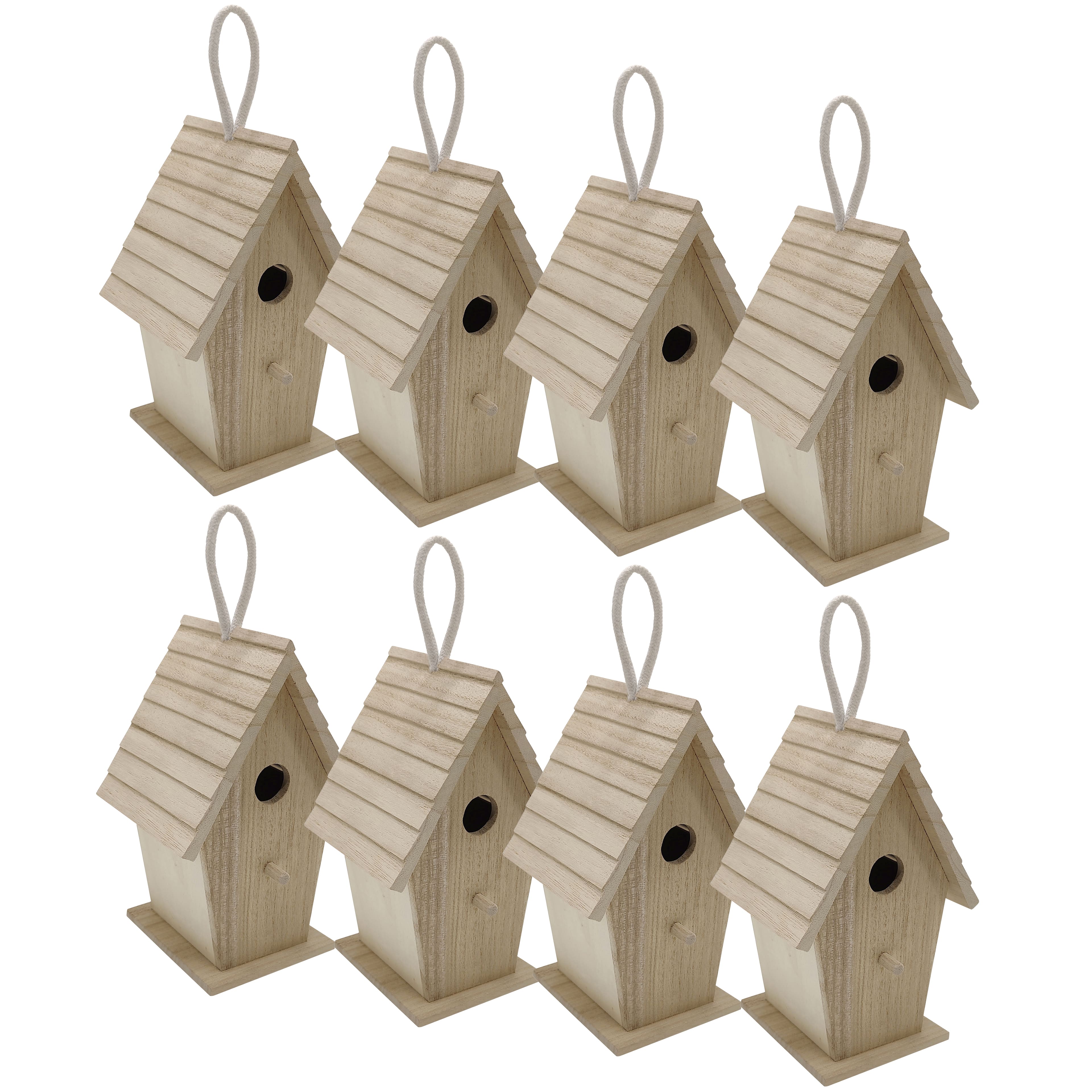 8 Pack: 8.5" Tall Wood Birdhouse by Make Market®