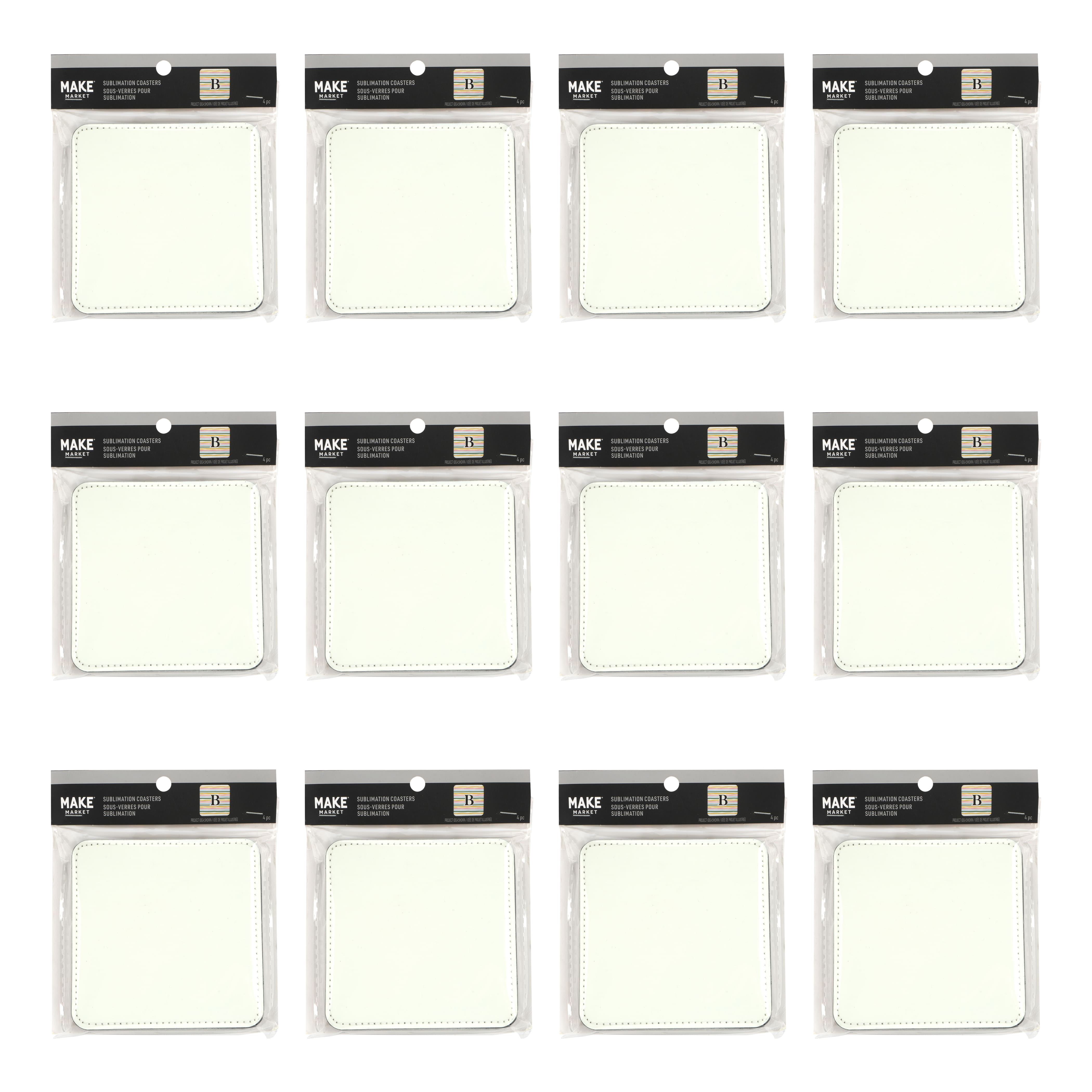 12 Packs: 4 ct. (48 total) 4" x 4" Sublimation Coasters by Make Market®