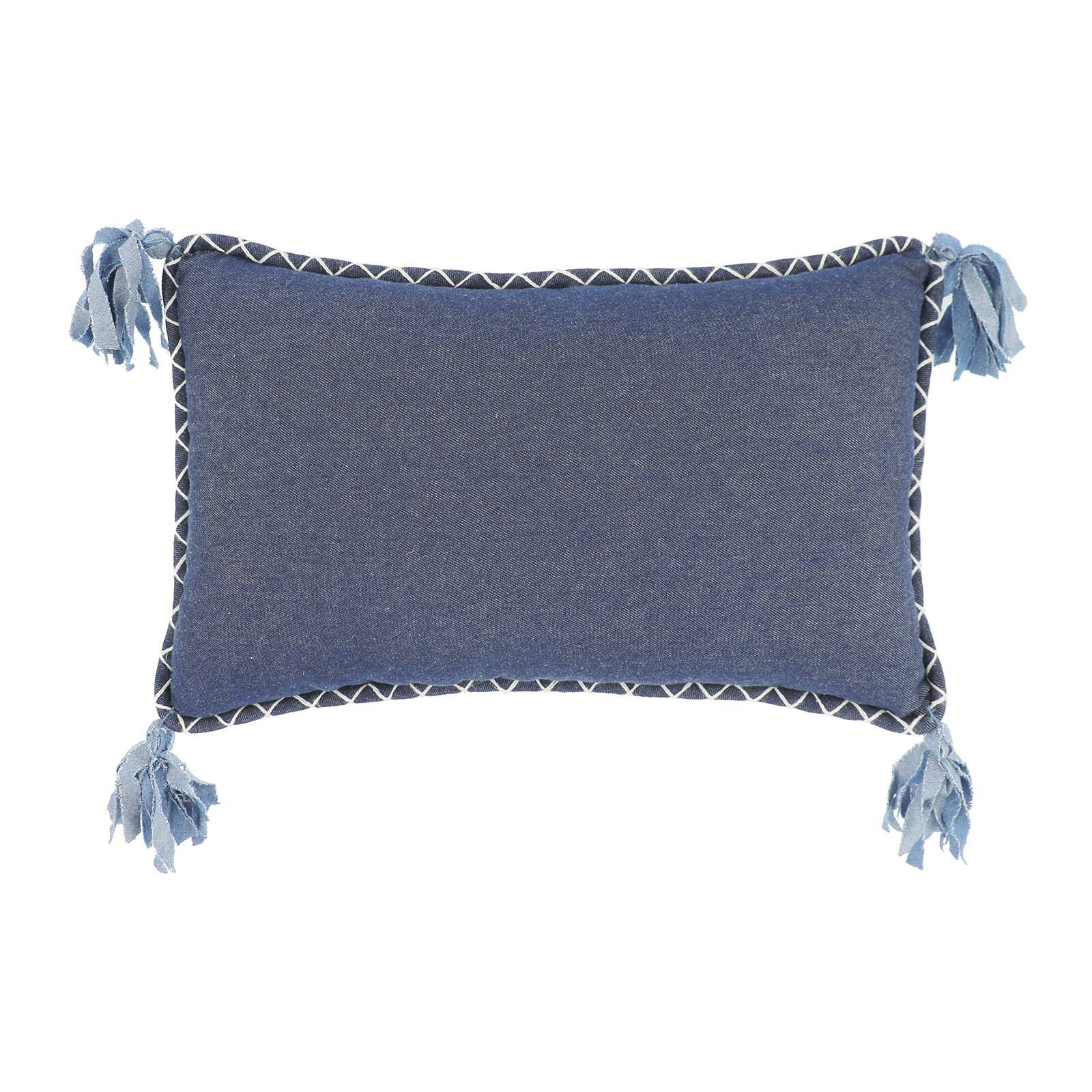 20" x 12" Blue Lumbar Pillow with Tassels by Ashland®