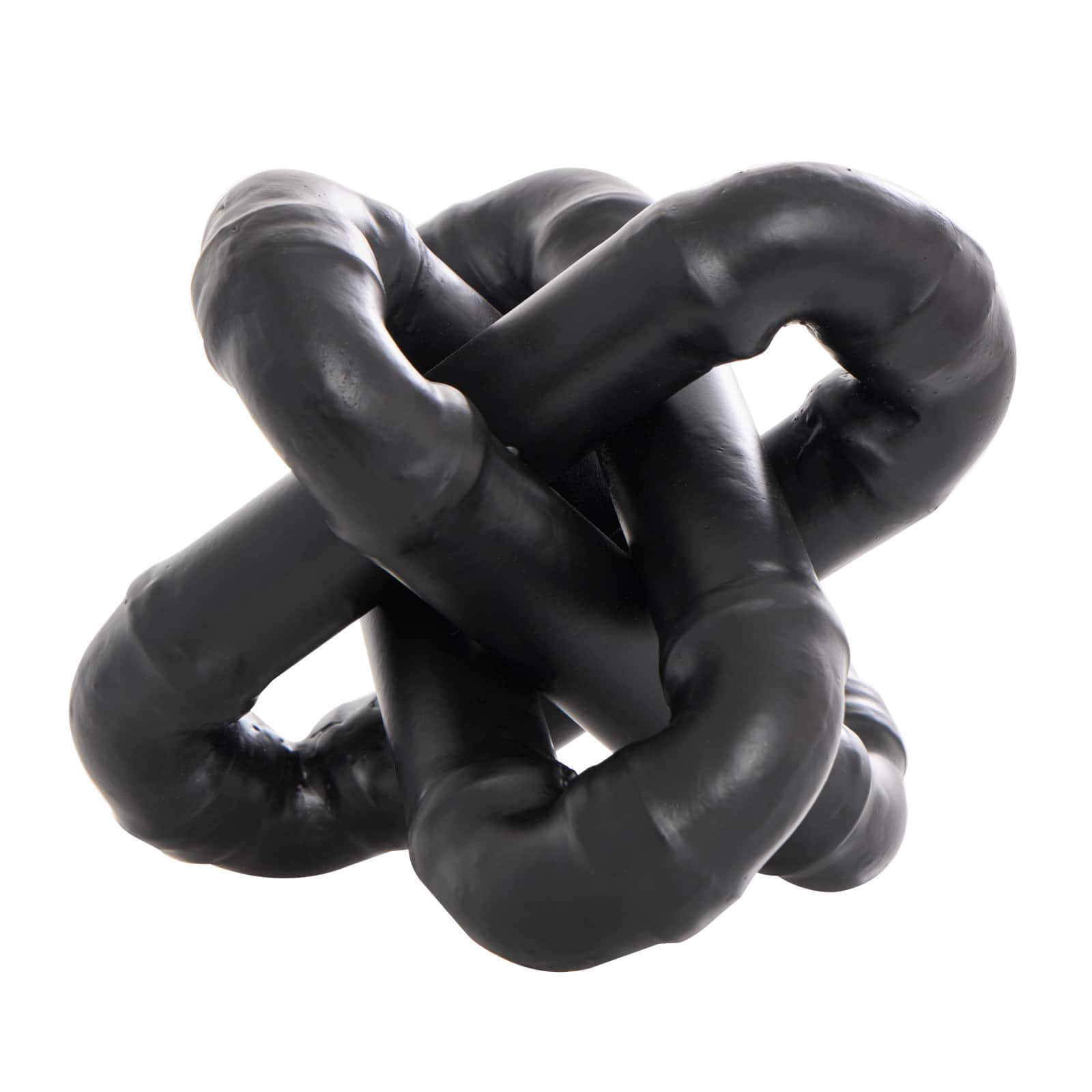 9" Black Metal Chain Link Sculpture