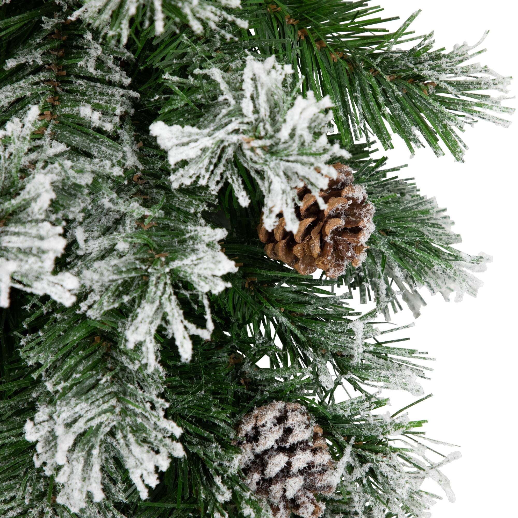 22" Unlit Snowy Flocked Angel Pine with Pine Cones Christmas Teardrop Swag