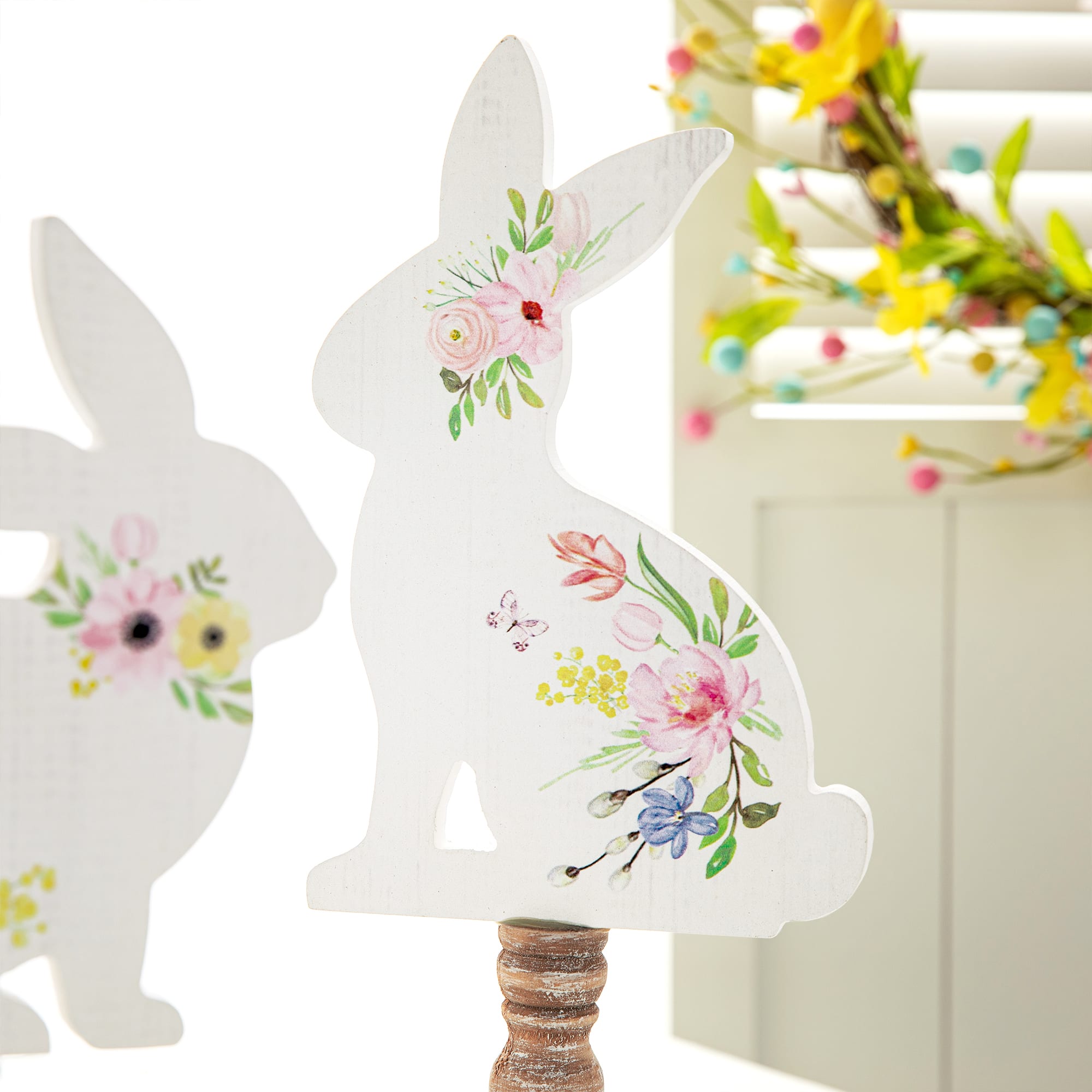 Glitzhome® 12.5" Easter Wooden Bunny Table Décor Set
