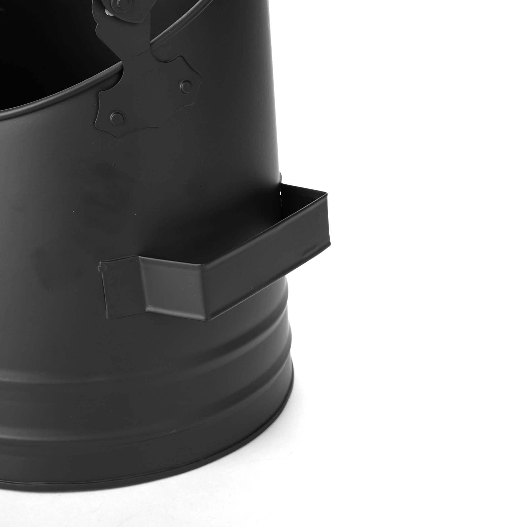 Mind Reader Small Black Fireplace Bucket With Shovel