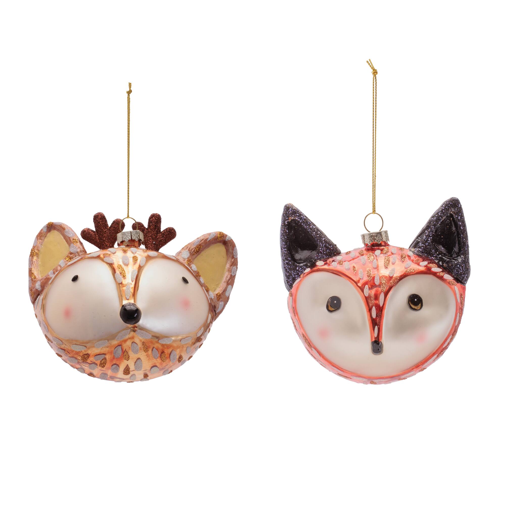Melrose Woodland Animal Glass Ornaments Set