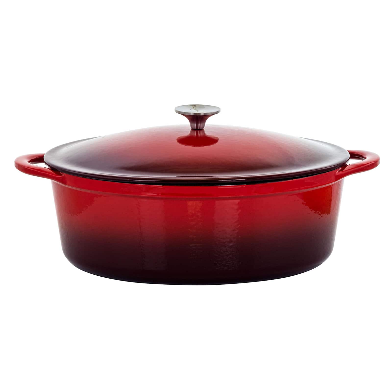 MegaChef 7qt. Red Oval Enameled Cast Iron Casserole