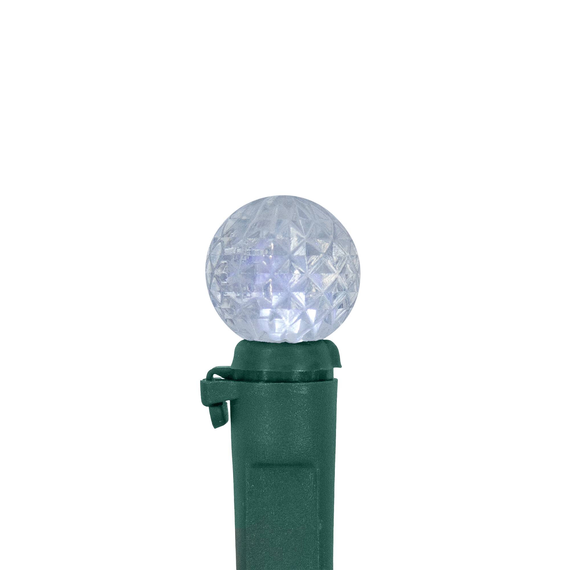 50ct. Red, Green & White LED G12 Berry Christmas Lights Set With Green Wire