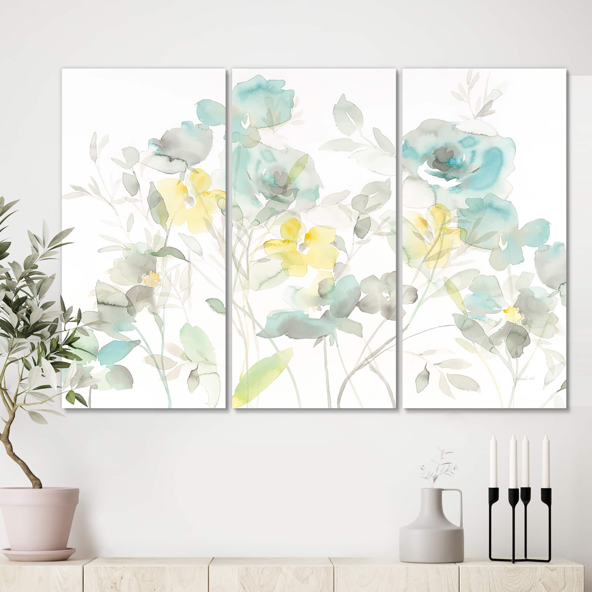 Designart - Aqua Rose Natural Element