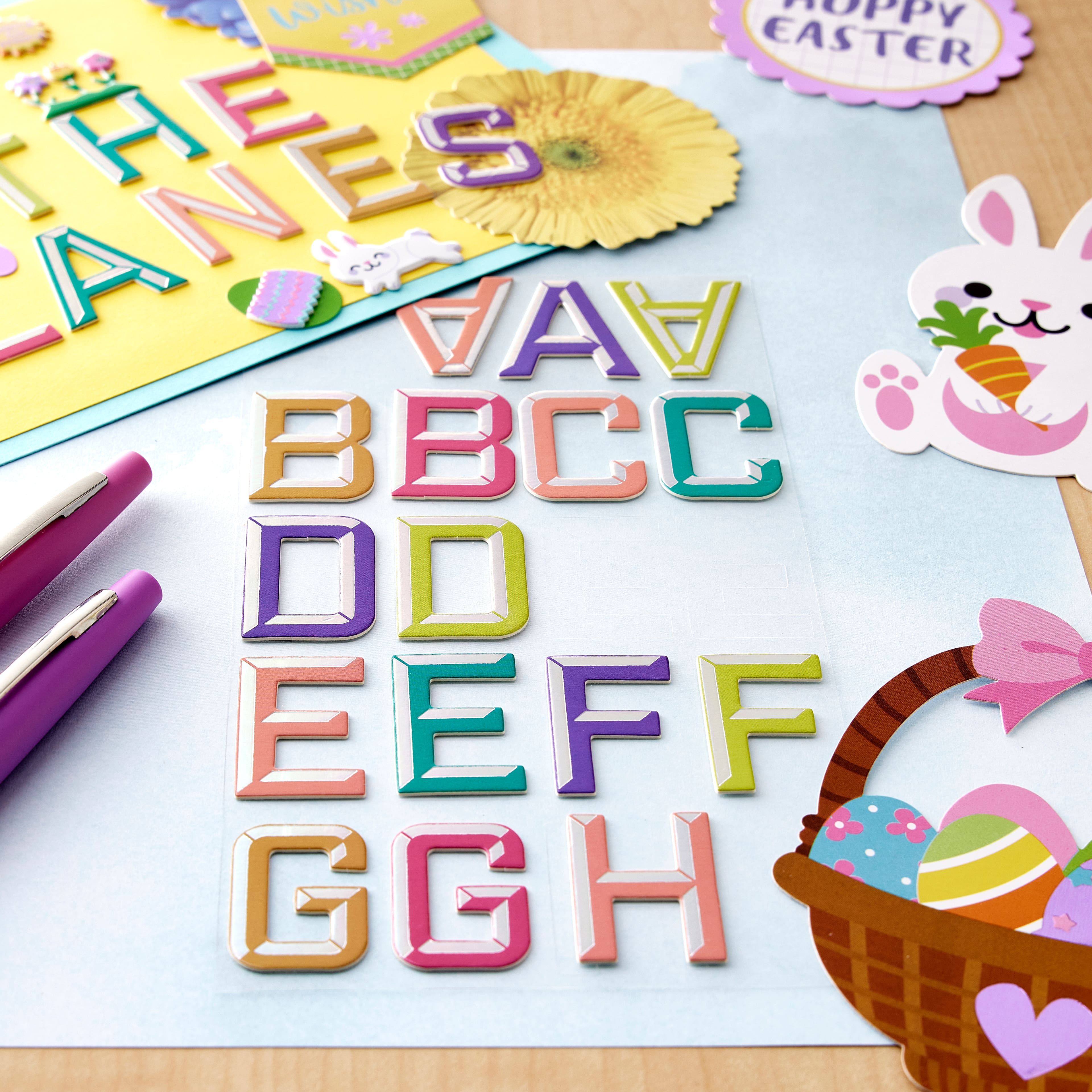 12 Pack: Bright Chipboard Alphabet Stickers by Recollections™