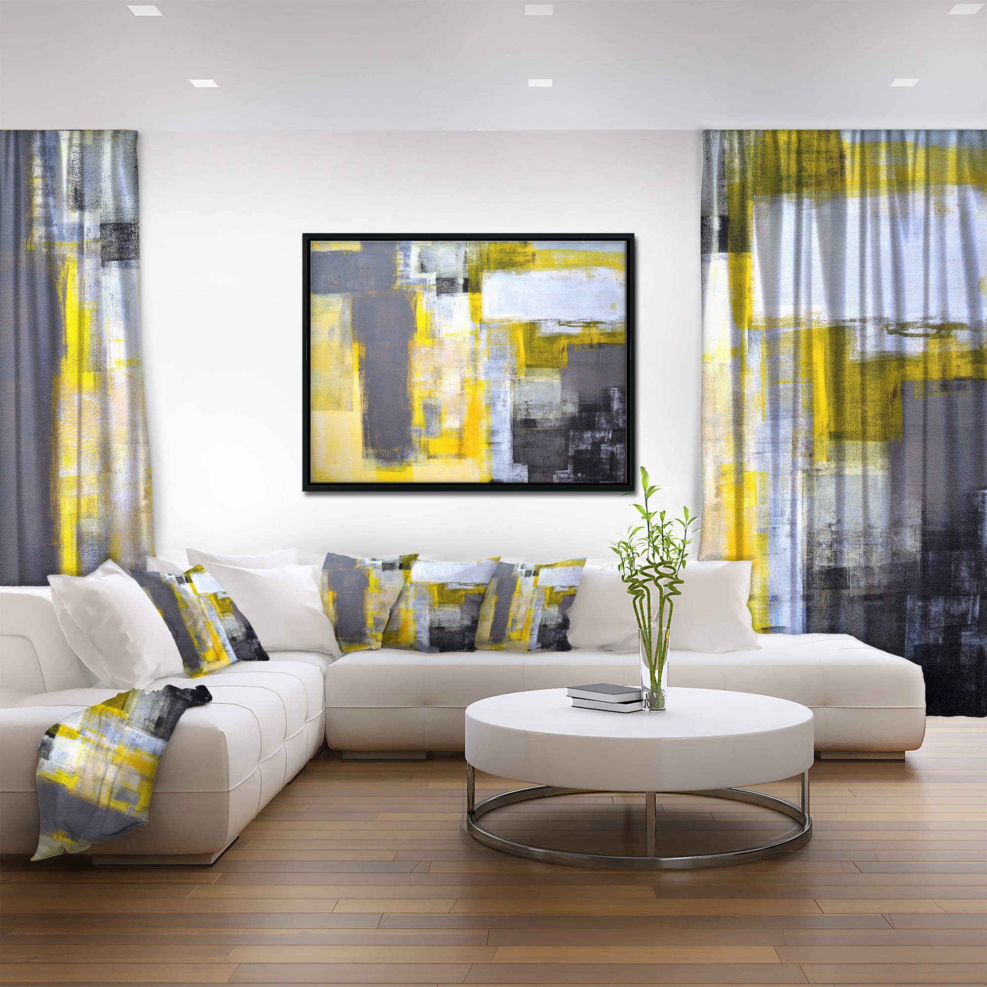 Designart - Grey and Yellow Blur Abstract