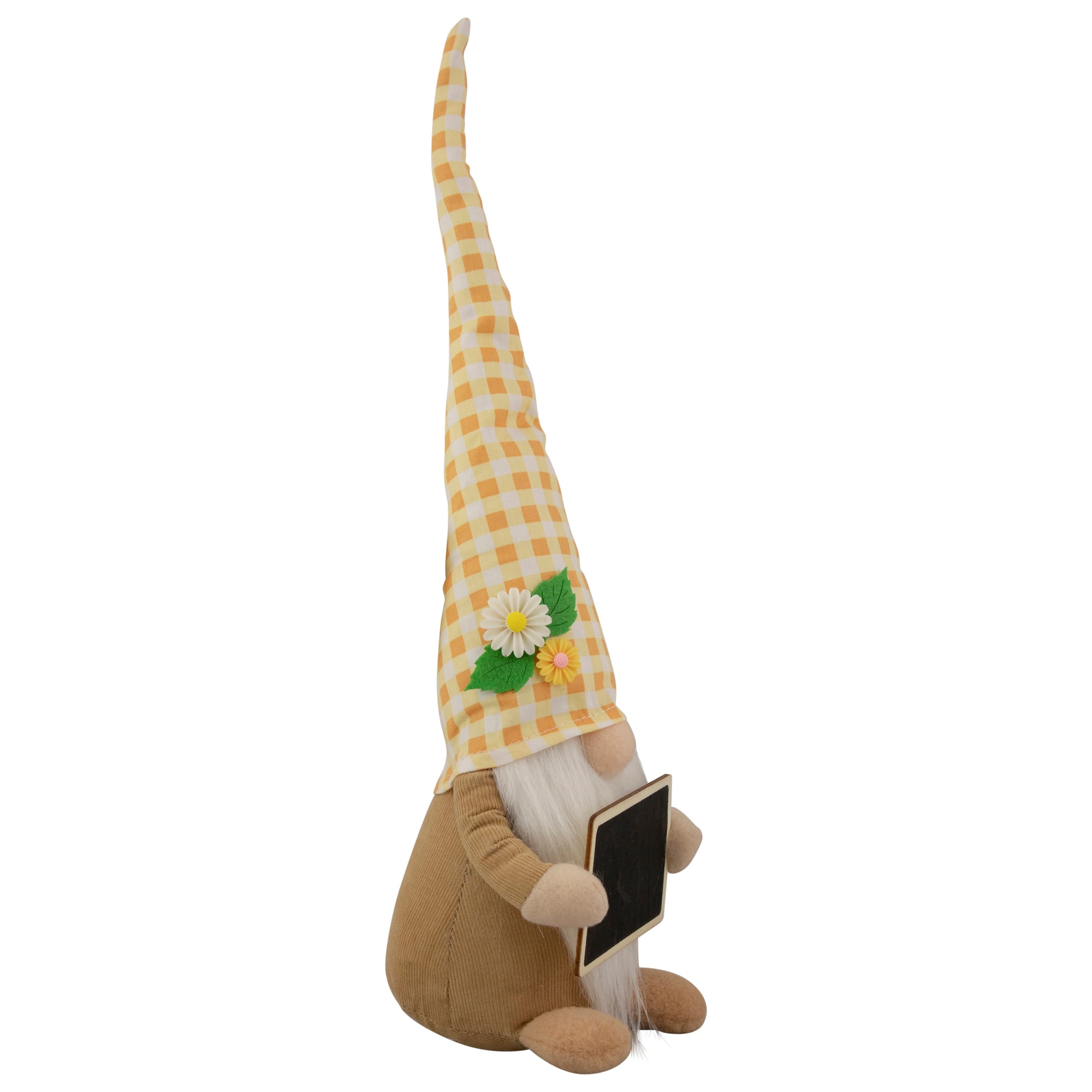 16" Yellow Gingham Plaid Springtime Gnome with Chalkboard